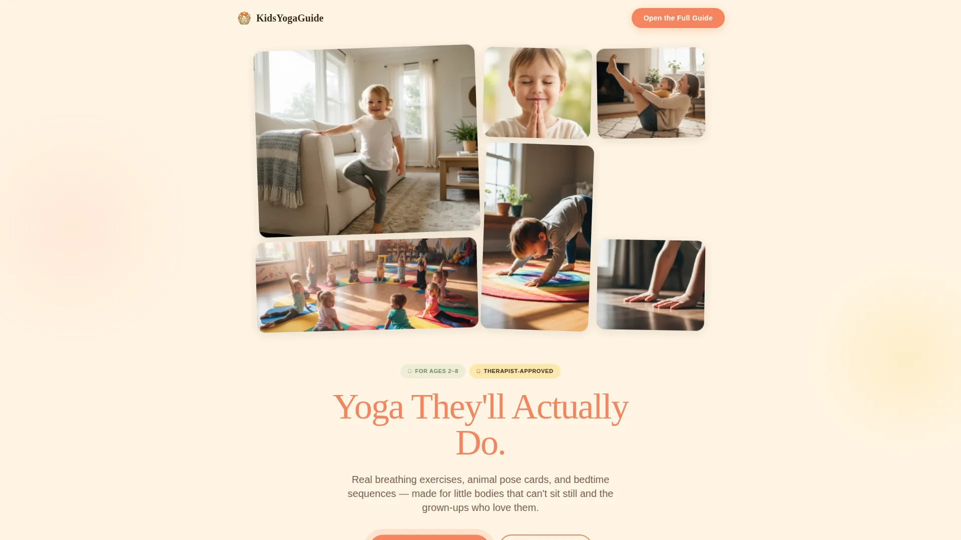 Kids Yoga Landing Page Template for Parent Guides