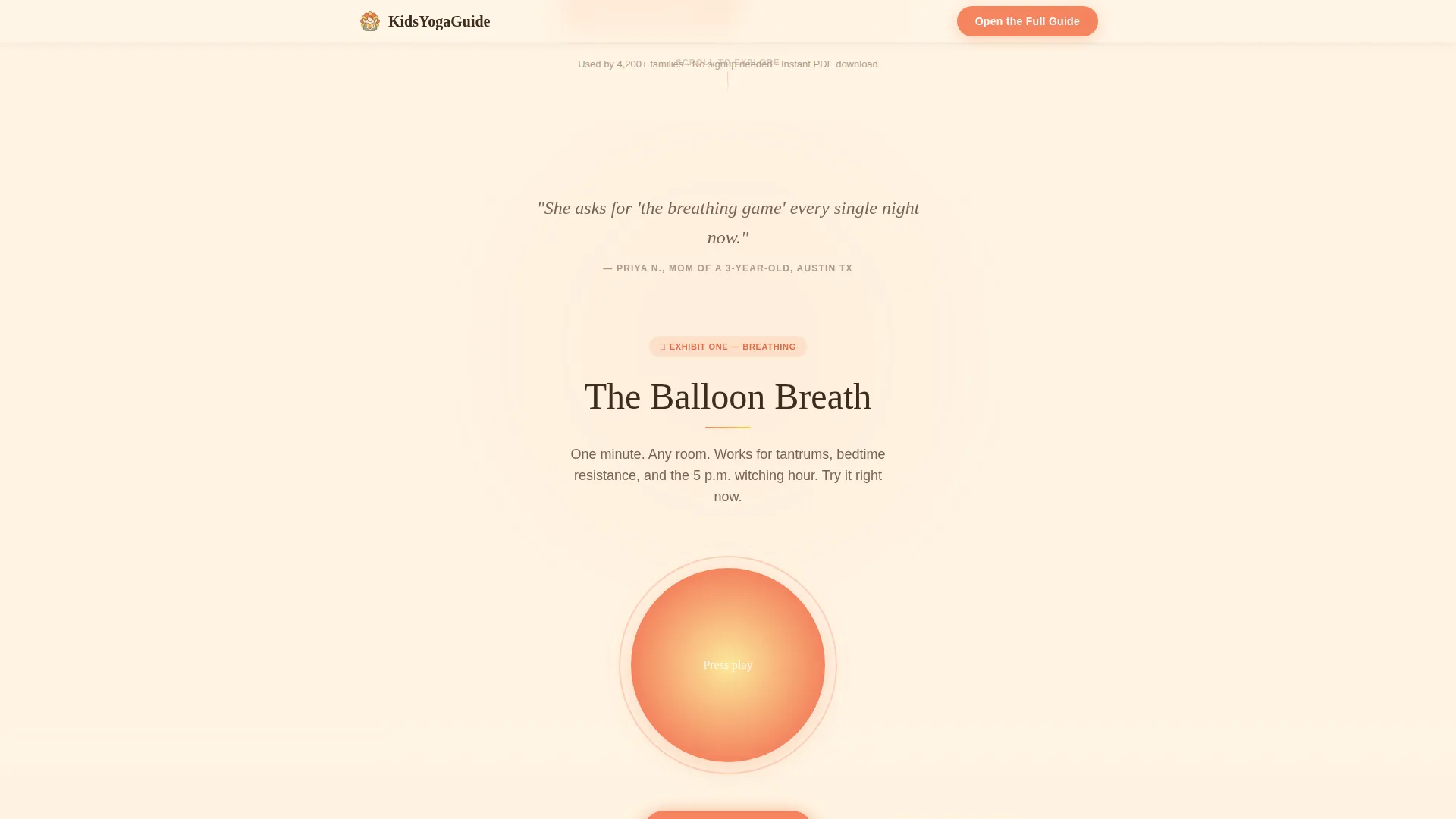 Kids Yoga Landing Page Template for Parent Guides