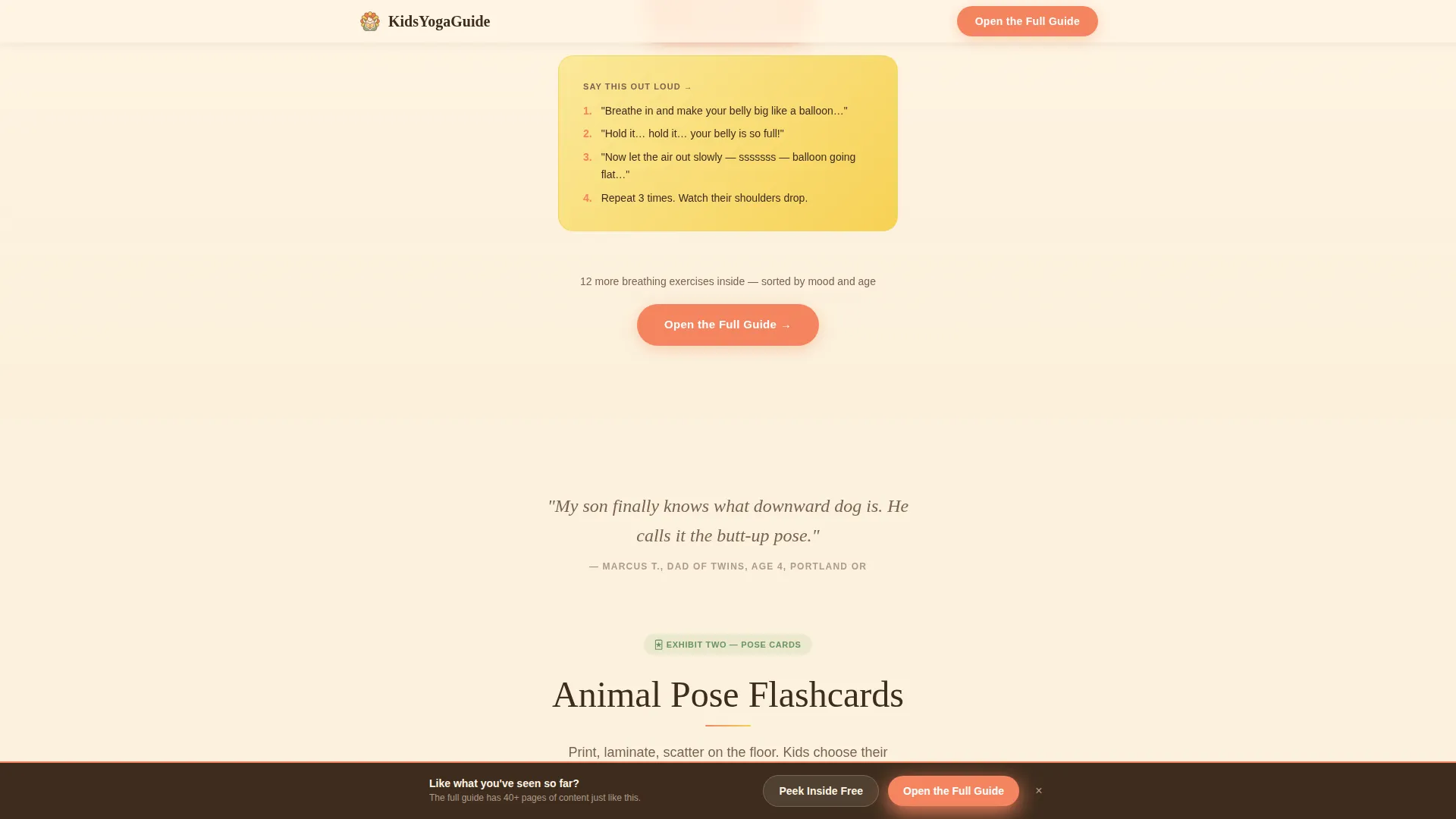 Kids Yoga Landing Page Template for Parent Guides