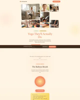 Kids Yoga Landing Page Template for Parent Guides