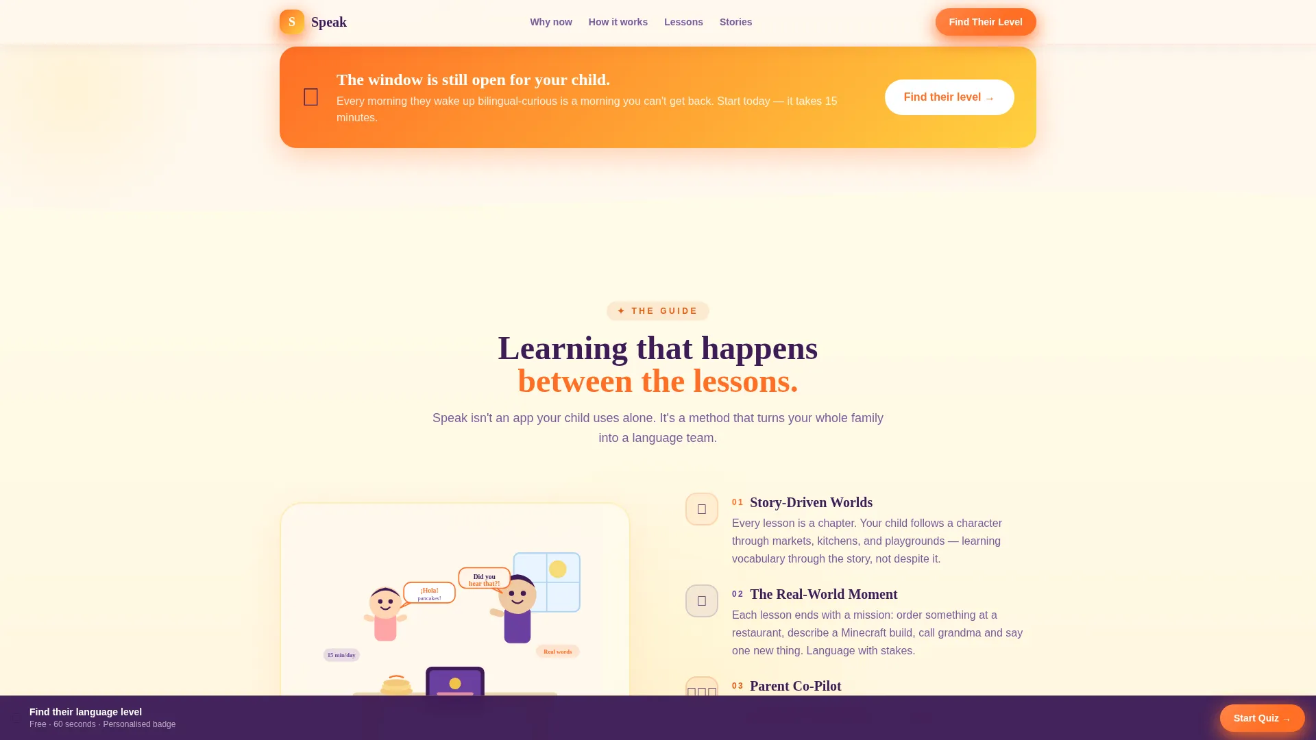 Kids Language Learning Landing Page Template