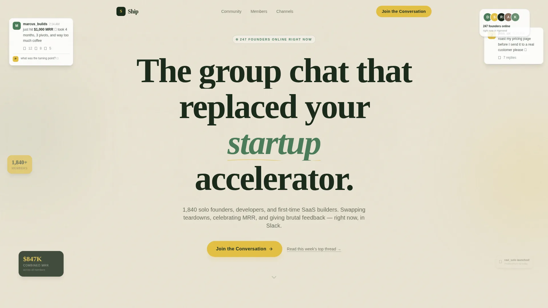 Indie Hacker Slack Community Landing Page Template