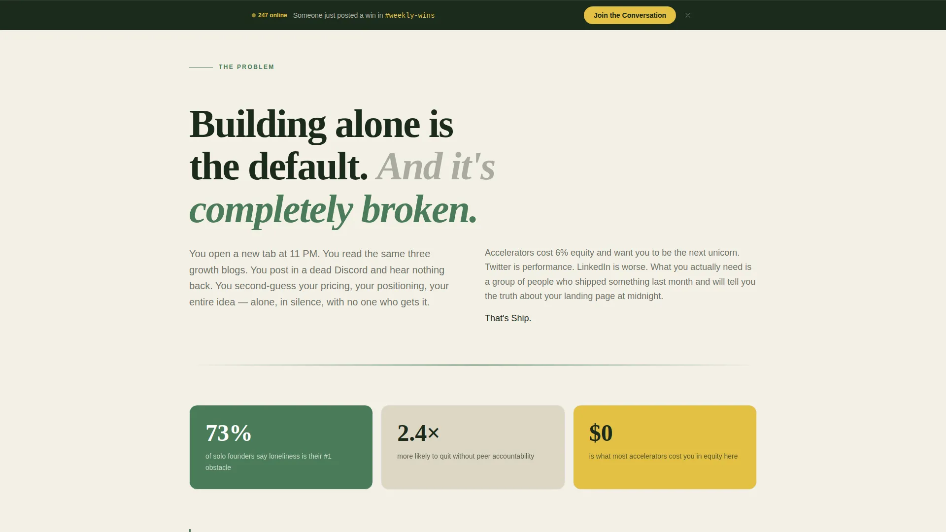 Indie Hacker Slack Community Landing Page Template
