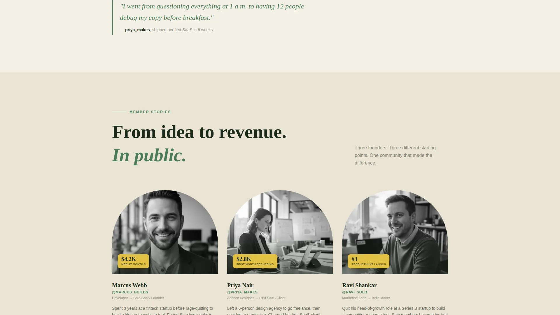 Indie Hacker Slack Community Landing Page Template