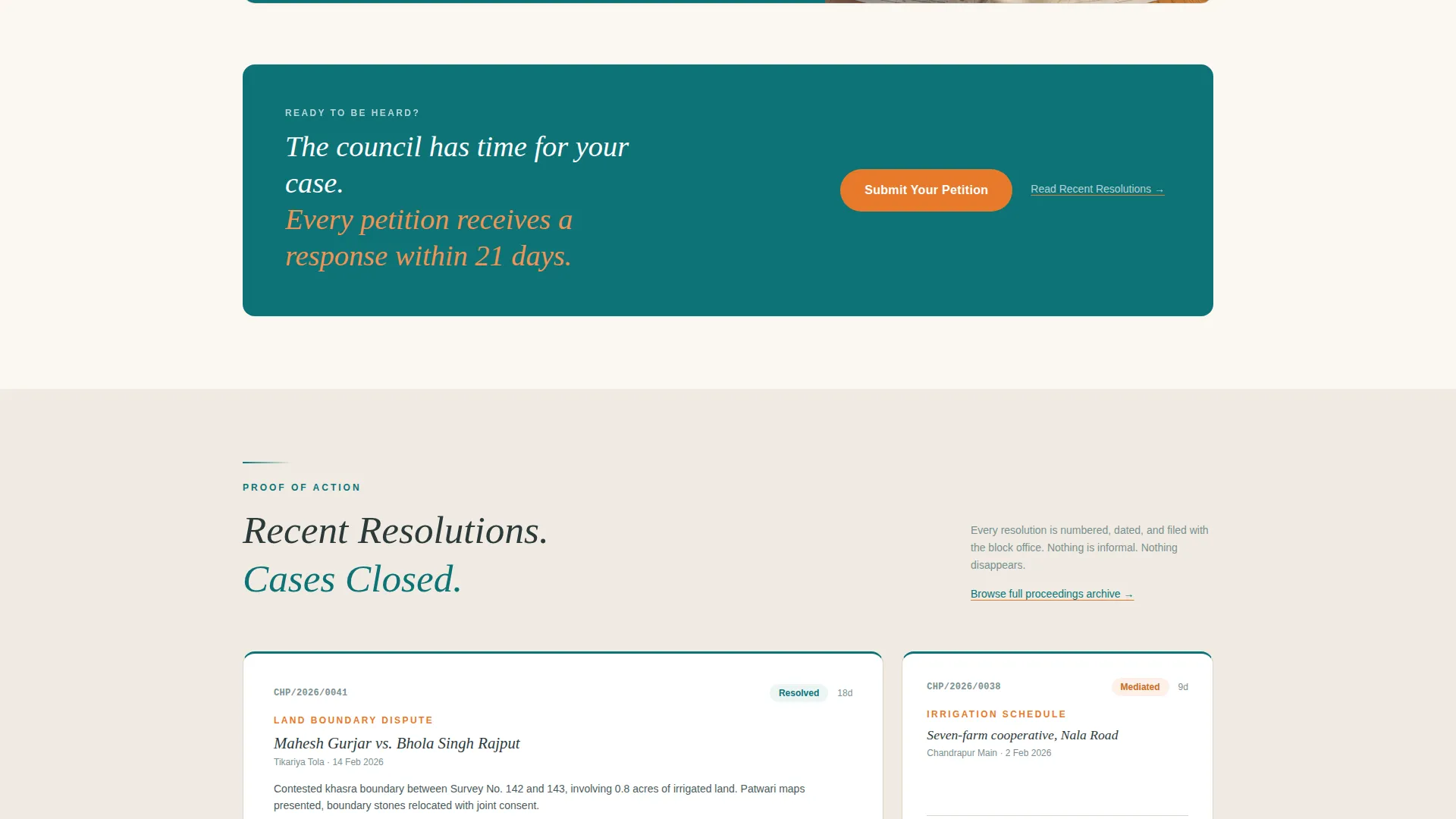 Community Council Landing Page Template