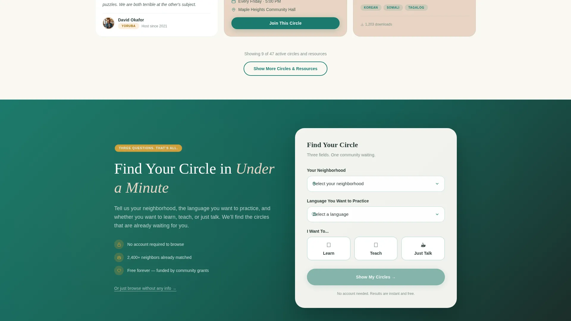 Language Exchange Community Landing Page Template