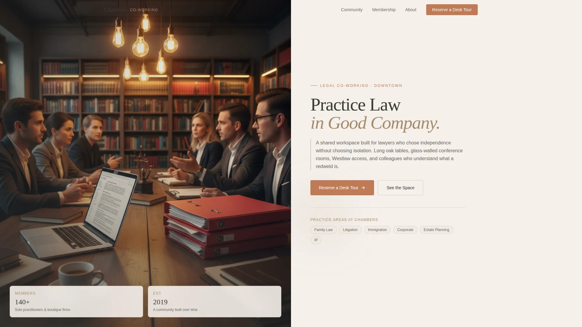 Lawyers Co-Working Community Landing Page Template