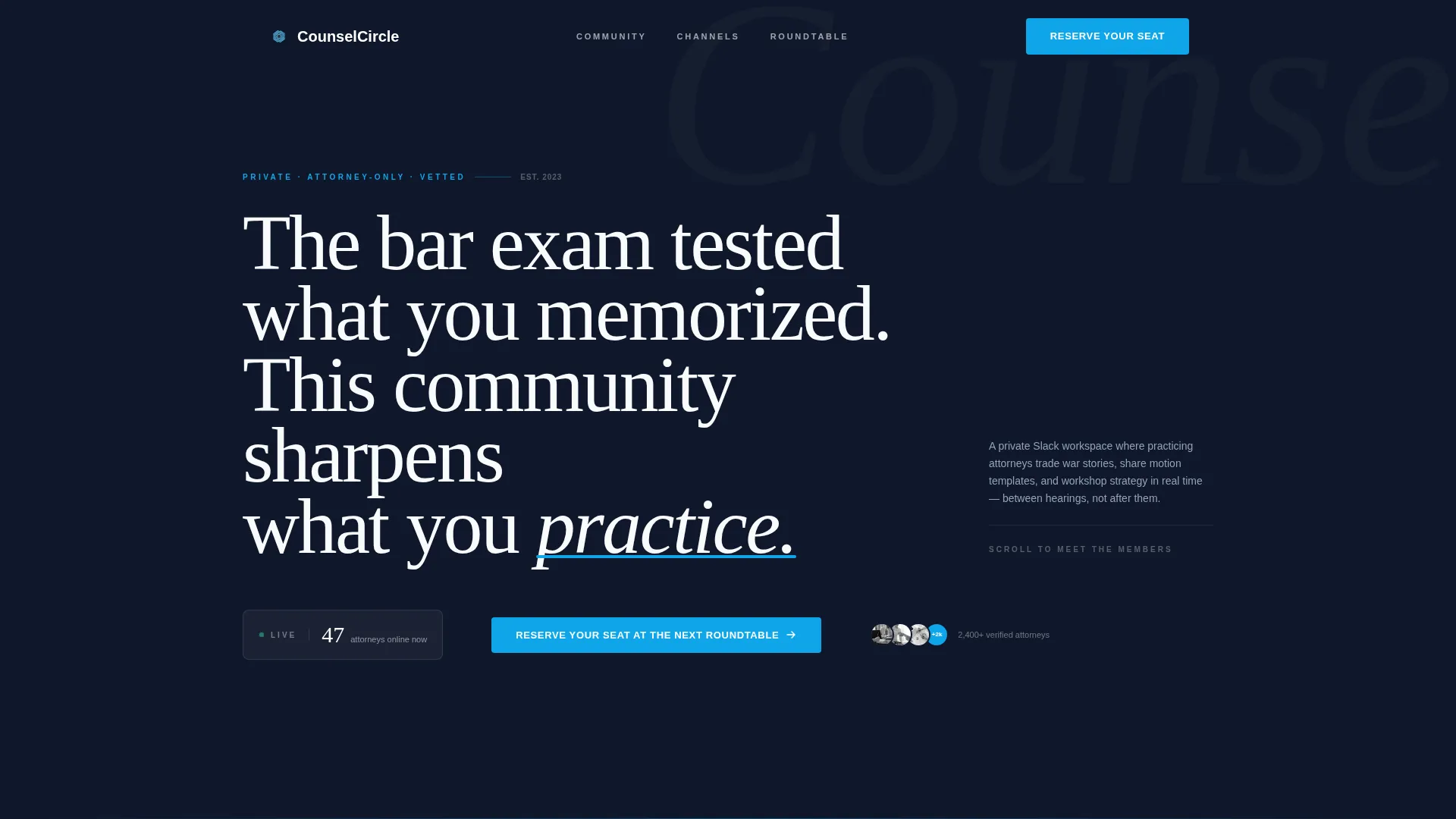 Lawyers Slack Community Landing Page Template