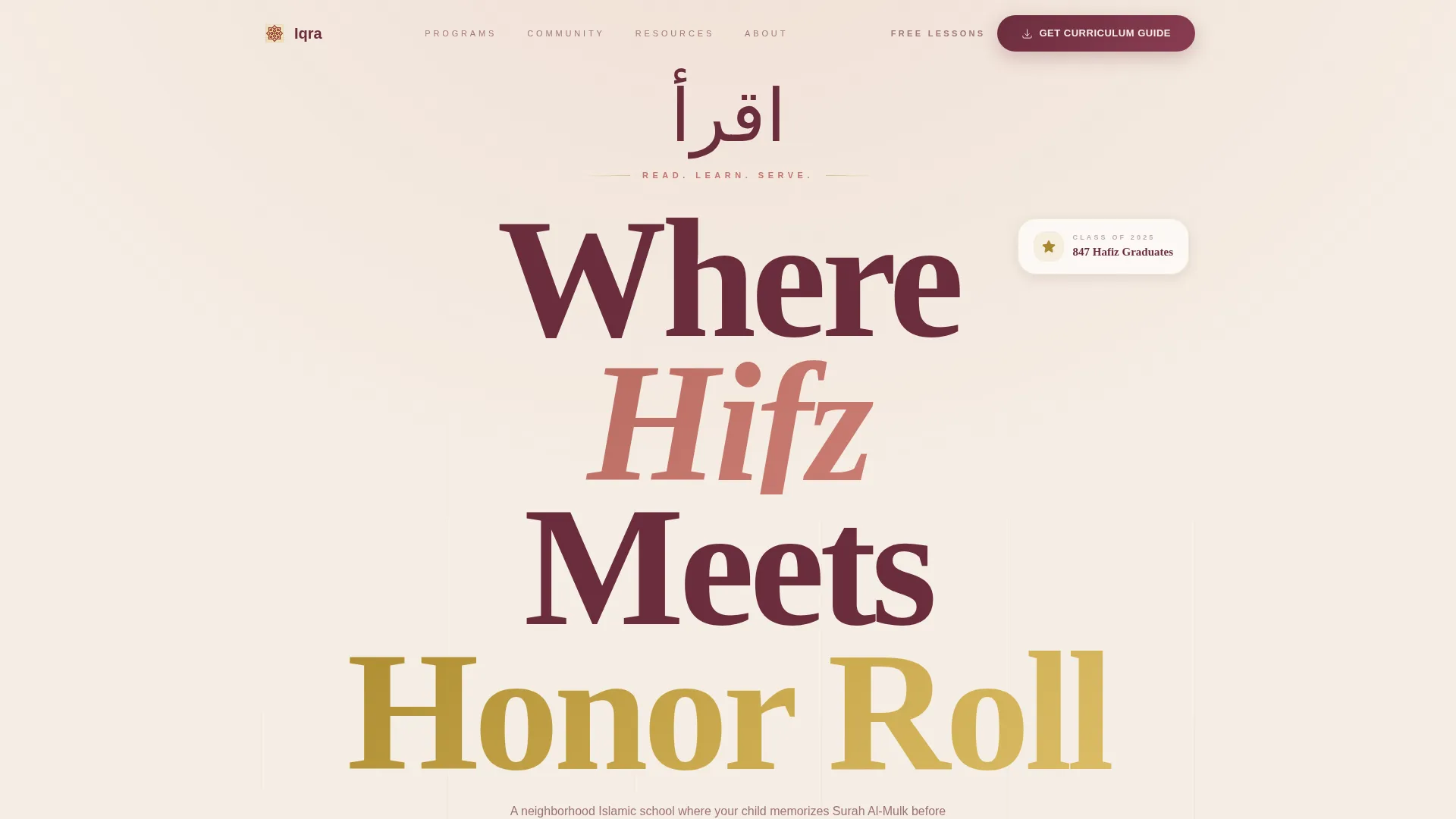 Islamic School Landing Page Template for Madrasas
