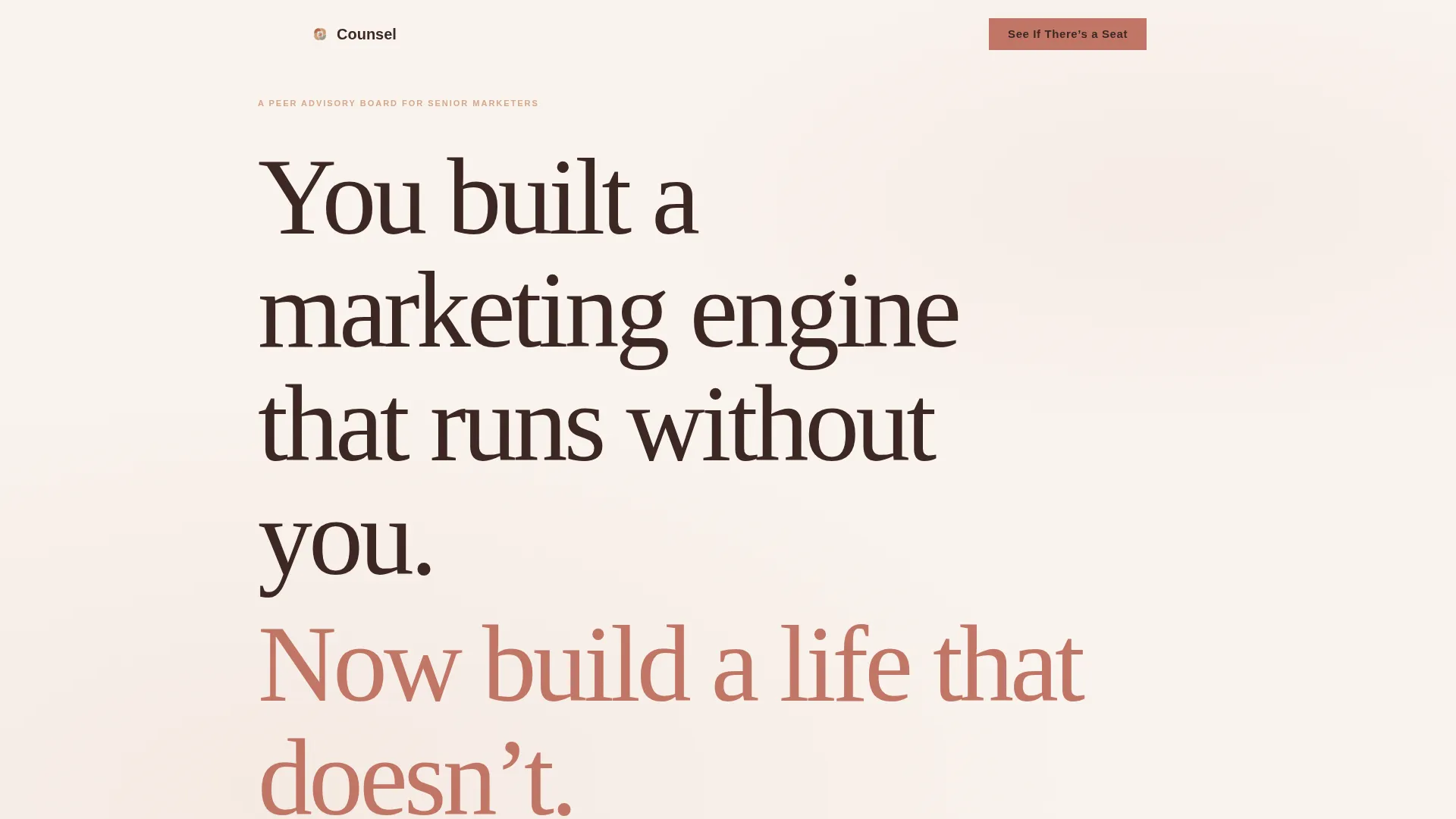 Peer Advisory Board Landing Page for Marketing Leaders