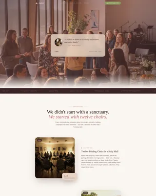 Megachurch Landing Page Template with Origin Story Flow
