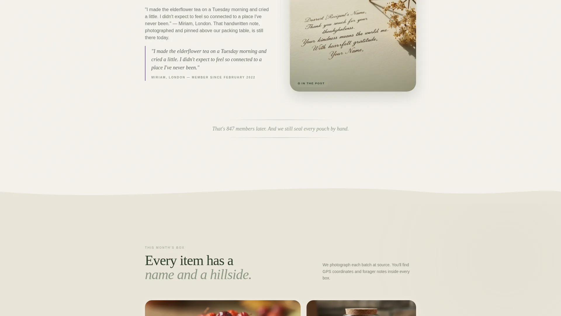 Forager Membership & Subscription Box Landing Page