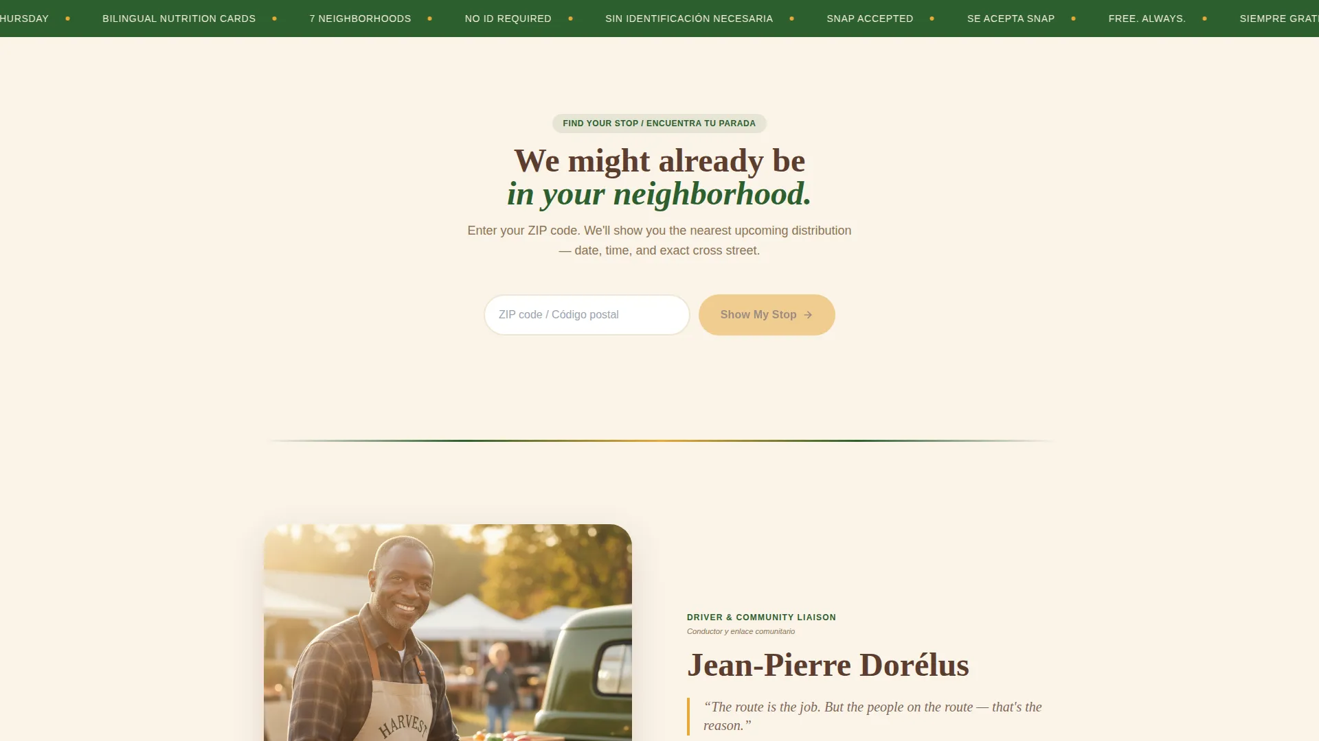 Mobile Food Pantry Landing Page Template