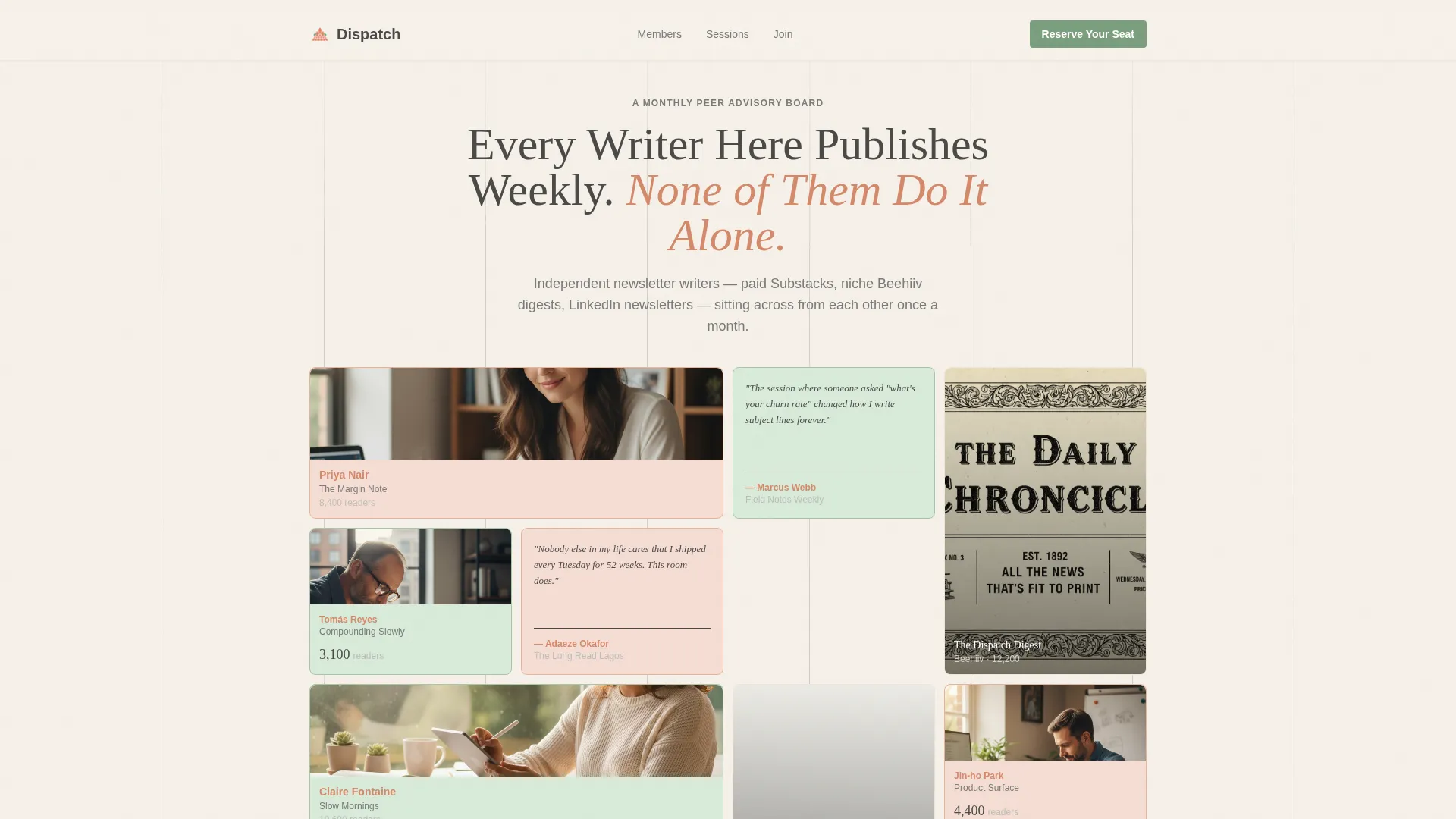 Newsletter Peer Advisory Board Landing Page Template