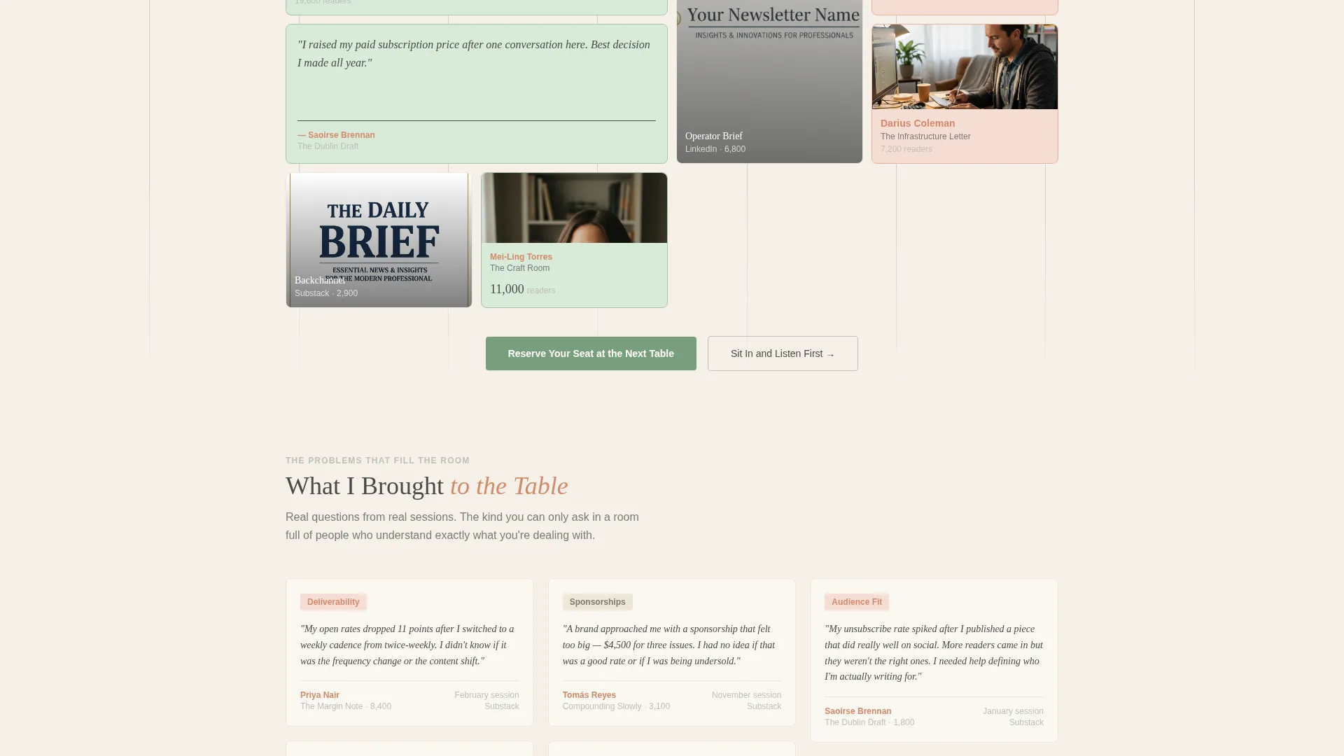 Newsletter Peer Advisory Board Landing Page Template