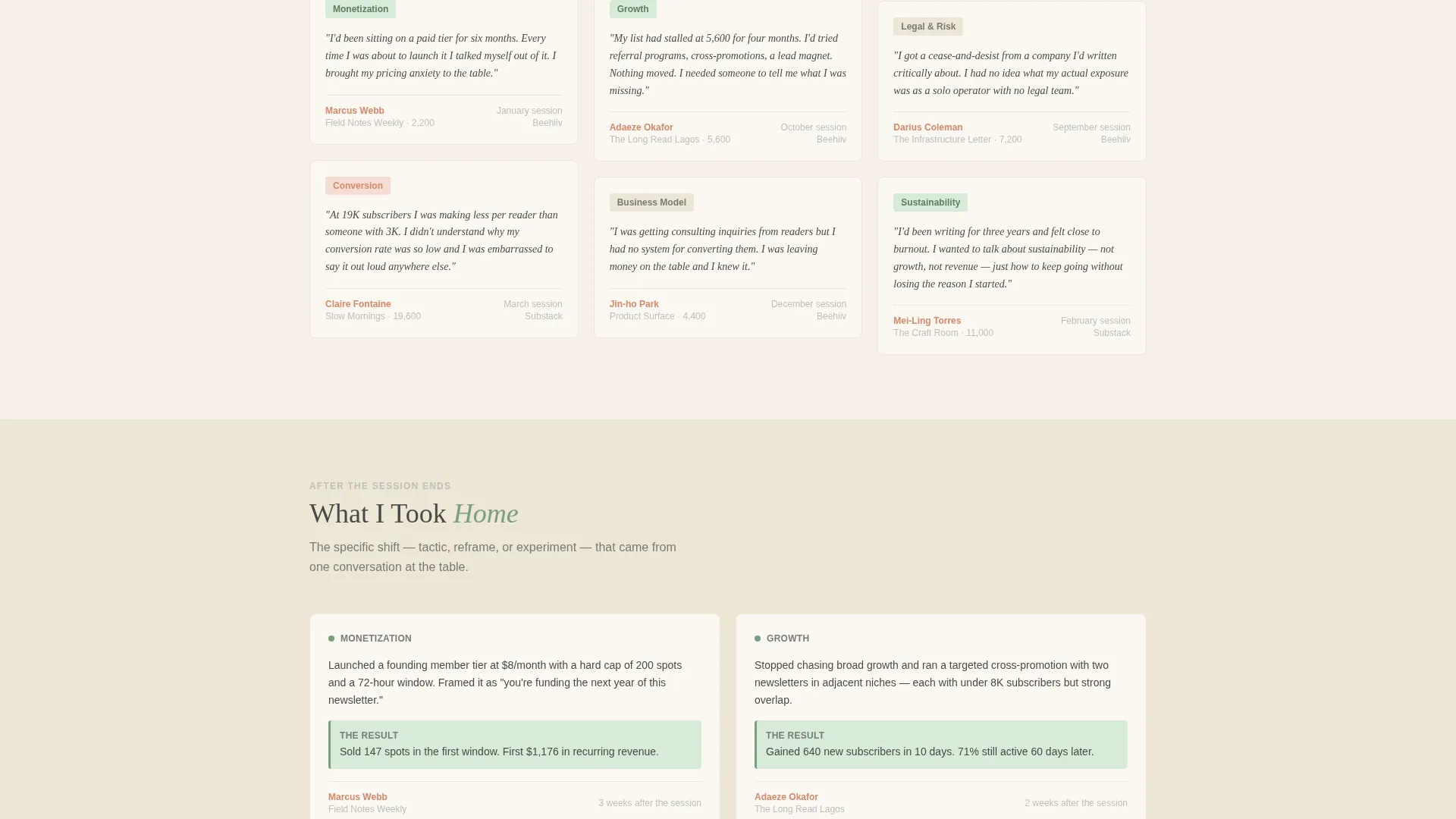 Newsletter Peer Advisory Board Landing Page Template