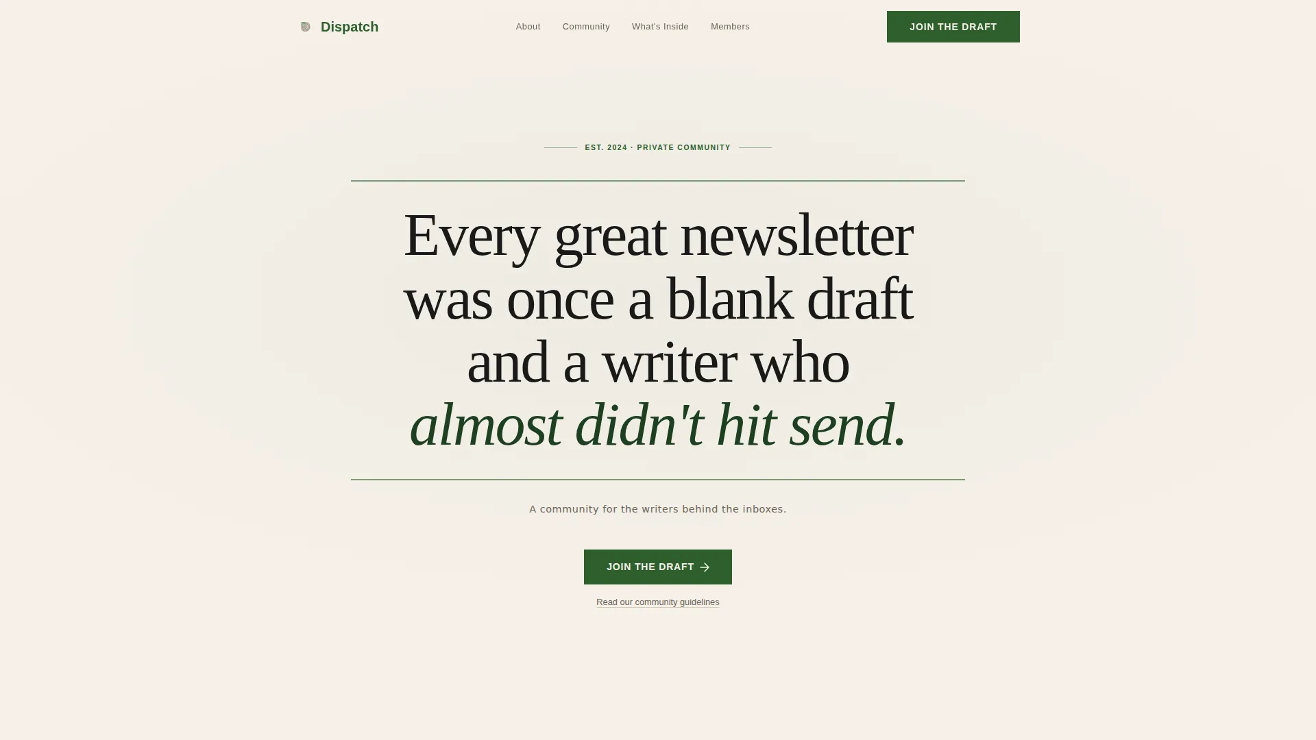 Newsletter Writers Community Landing Page Template