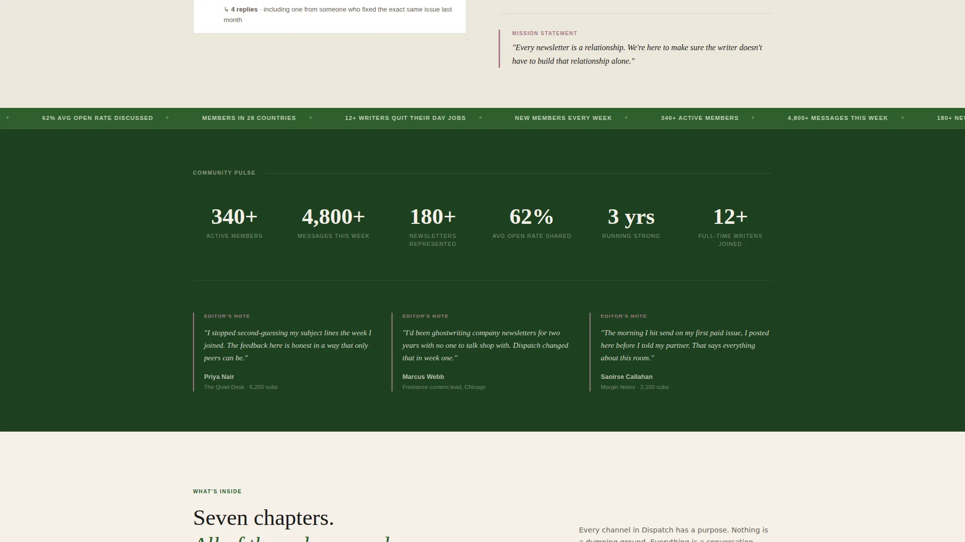 Newsletter Writers Community Landing Page Template