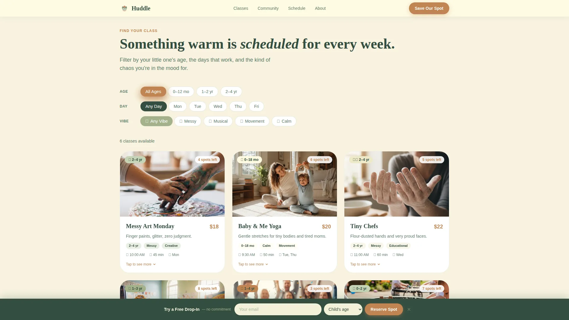 Mommy and Me Class Studio Landing Page Template