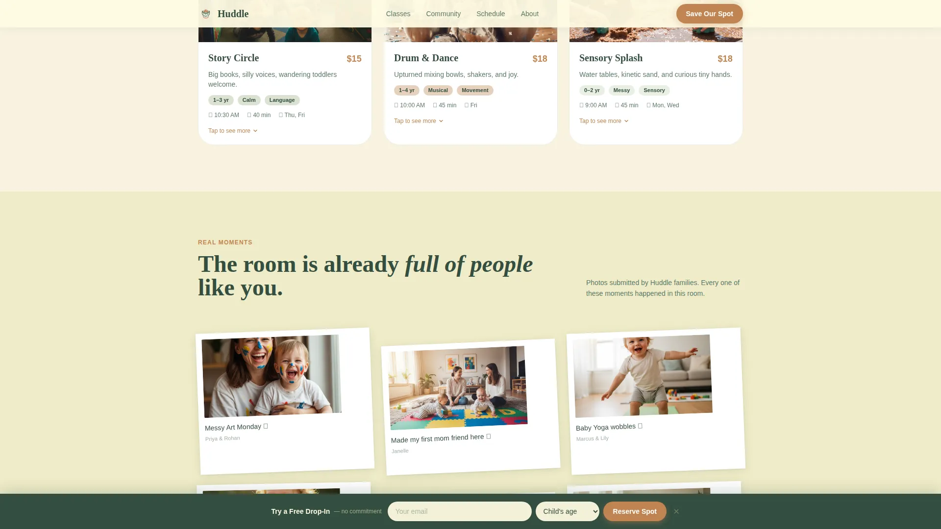 Mommy and Me Class Studio Landing Page Template