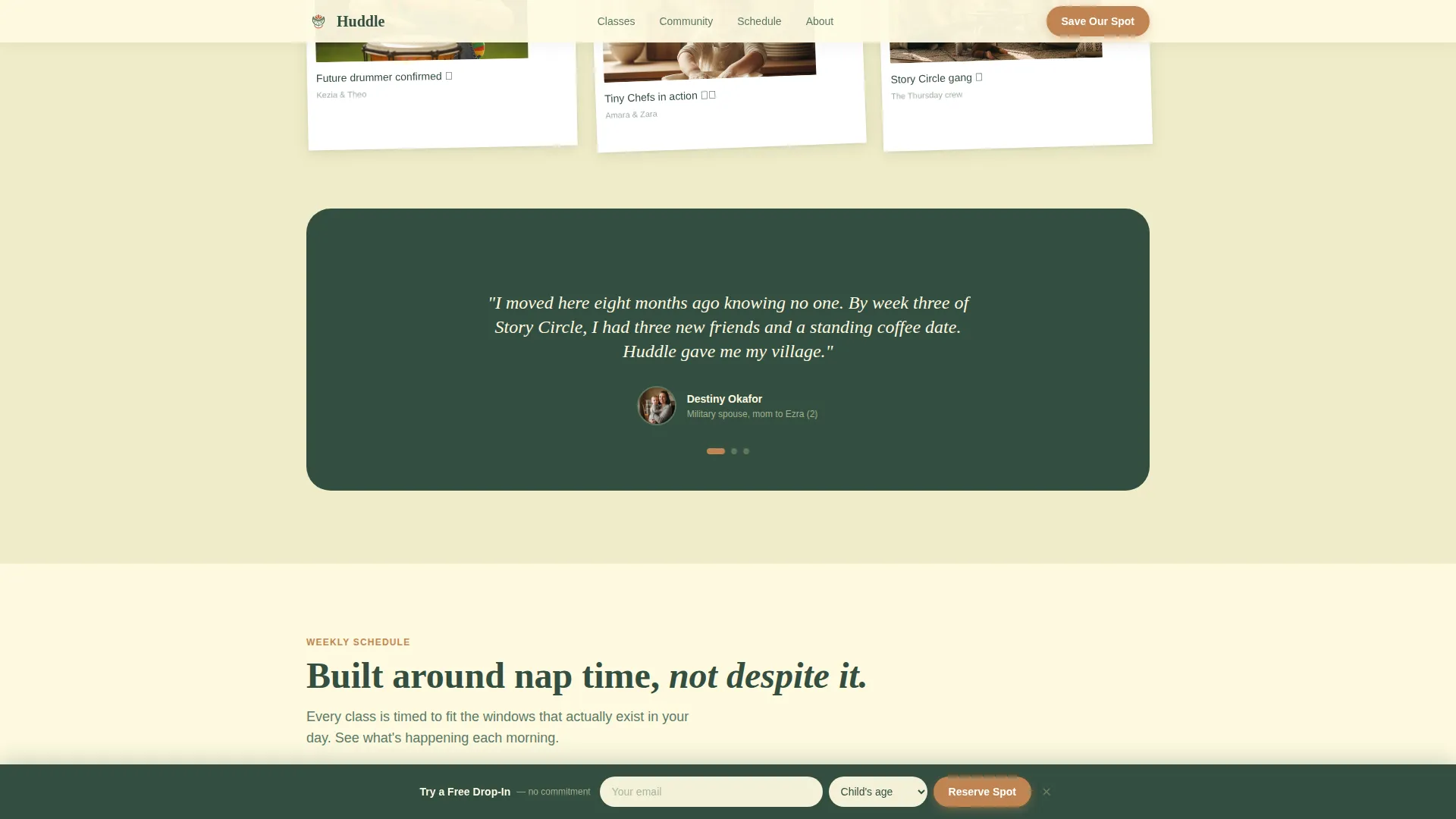 Mommy and Me Class Studio Landing Page Template