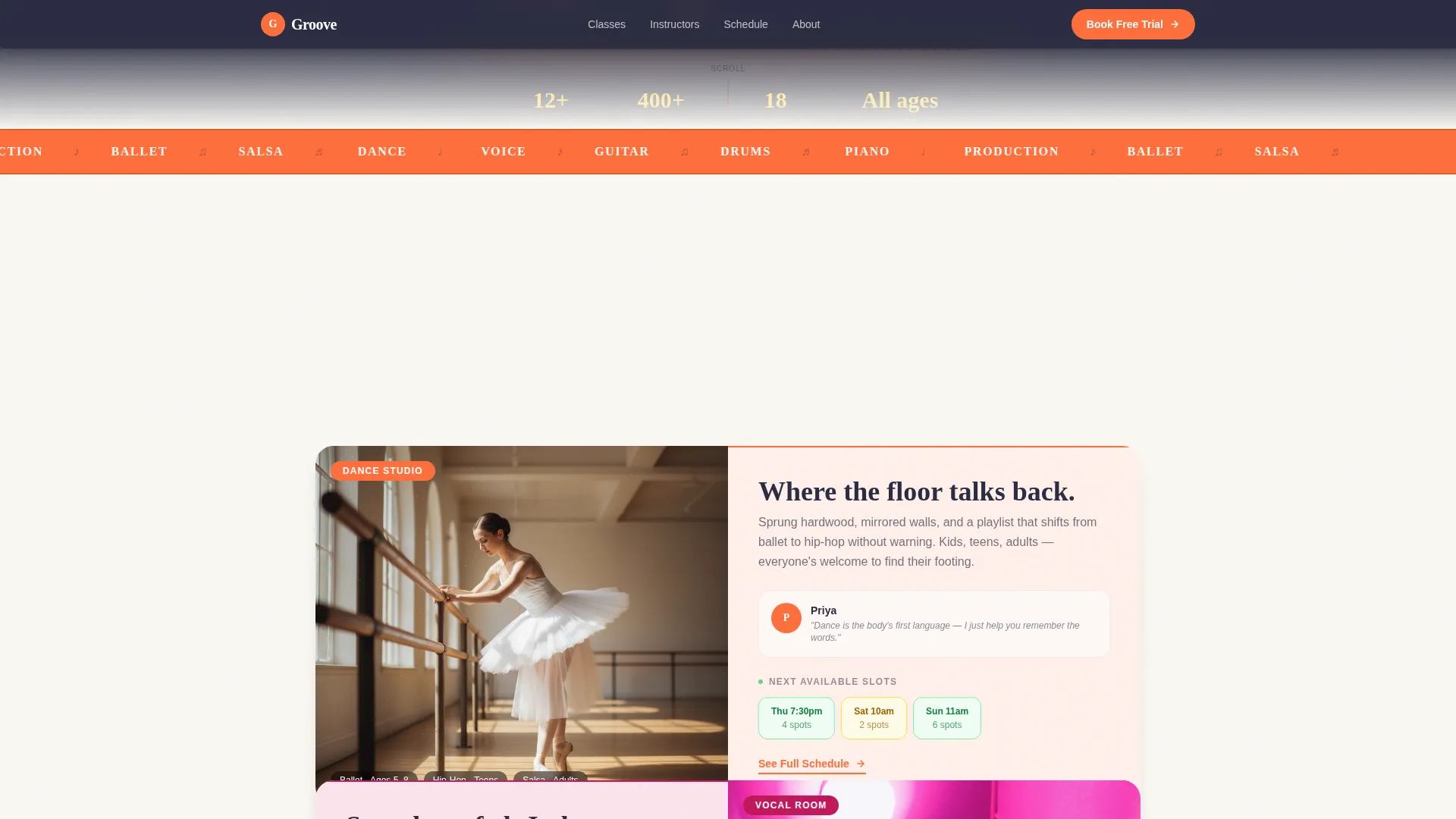 Music & Dance School Landing Page Template