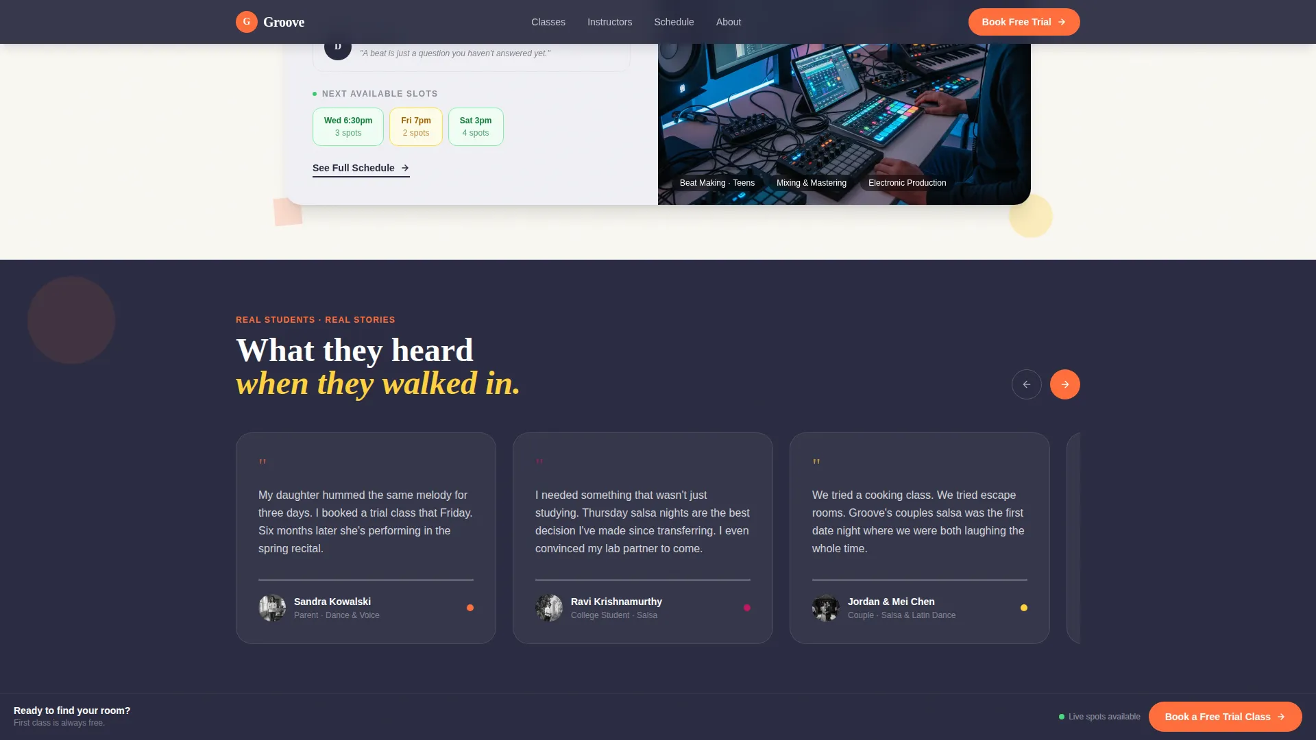 Music & Dance School Landing Page Template