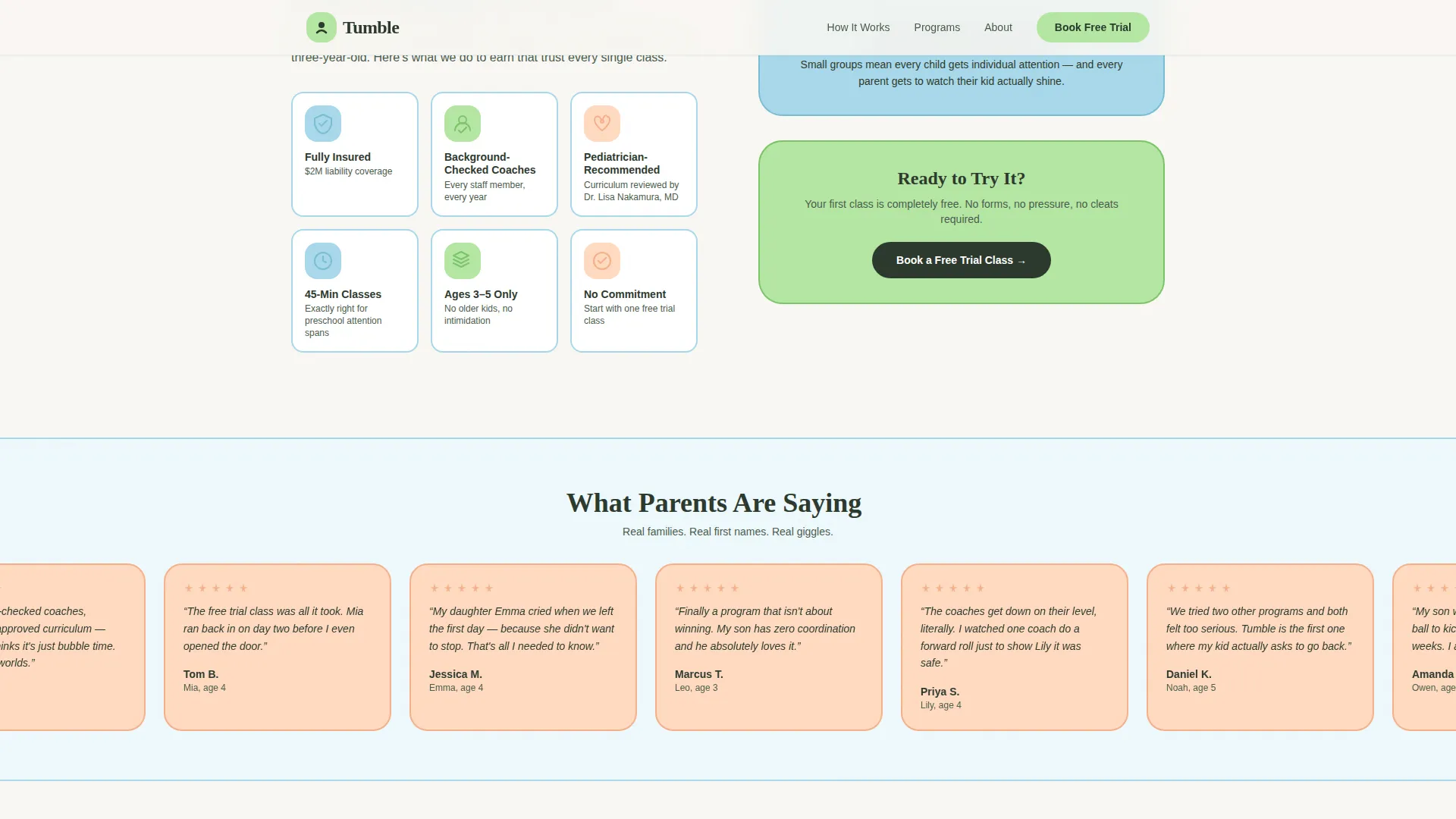 Preschool (3-5) Products & Specialist Booking Website Template