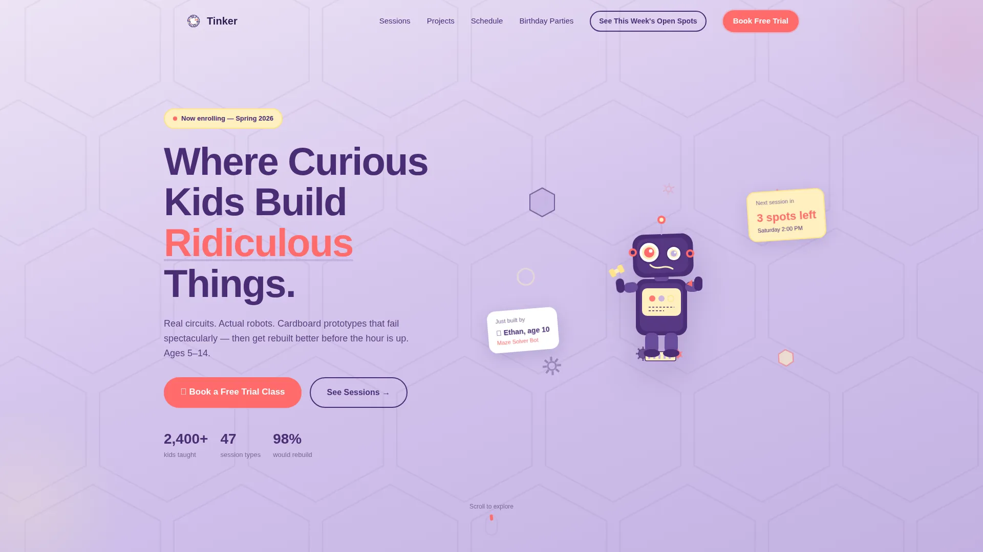 Kids Activity & Learning Center Booking Website Template