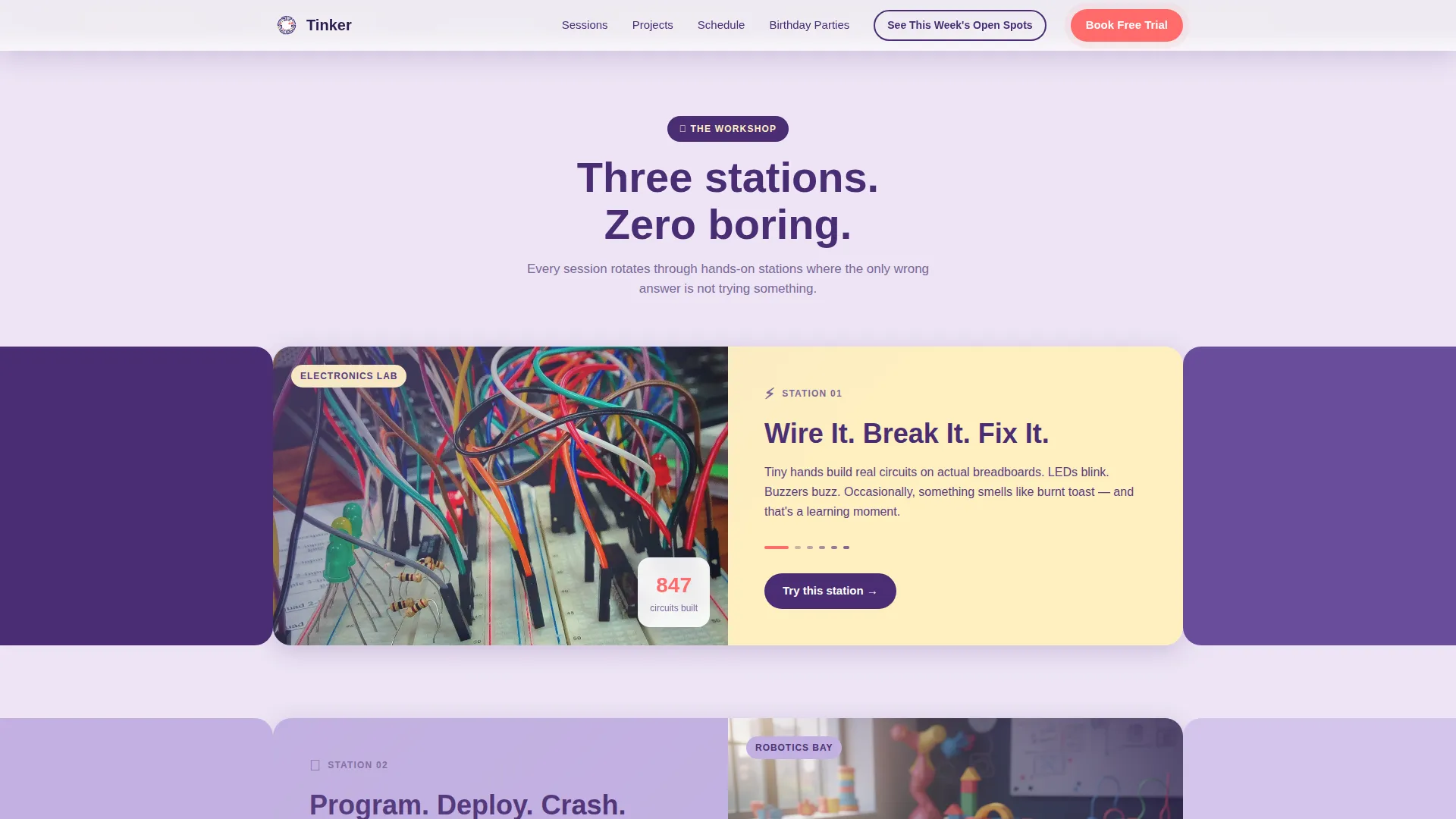 Kids Activity & Learning Center Booking Website Template