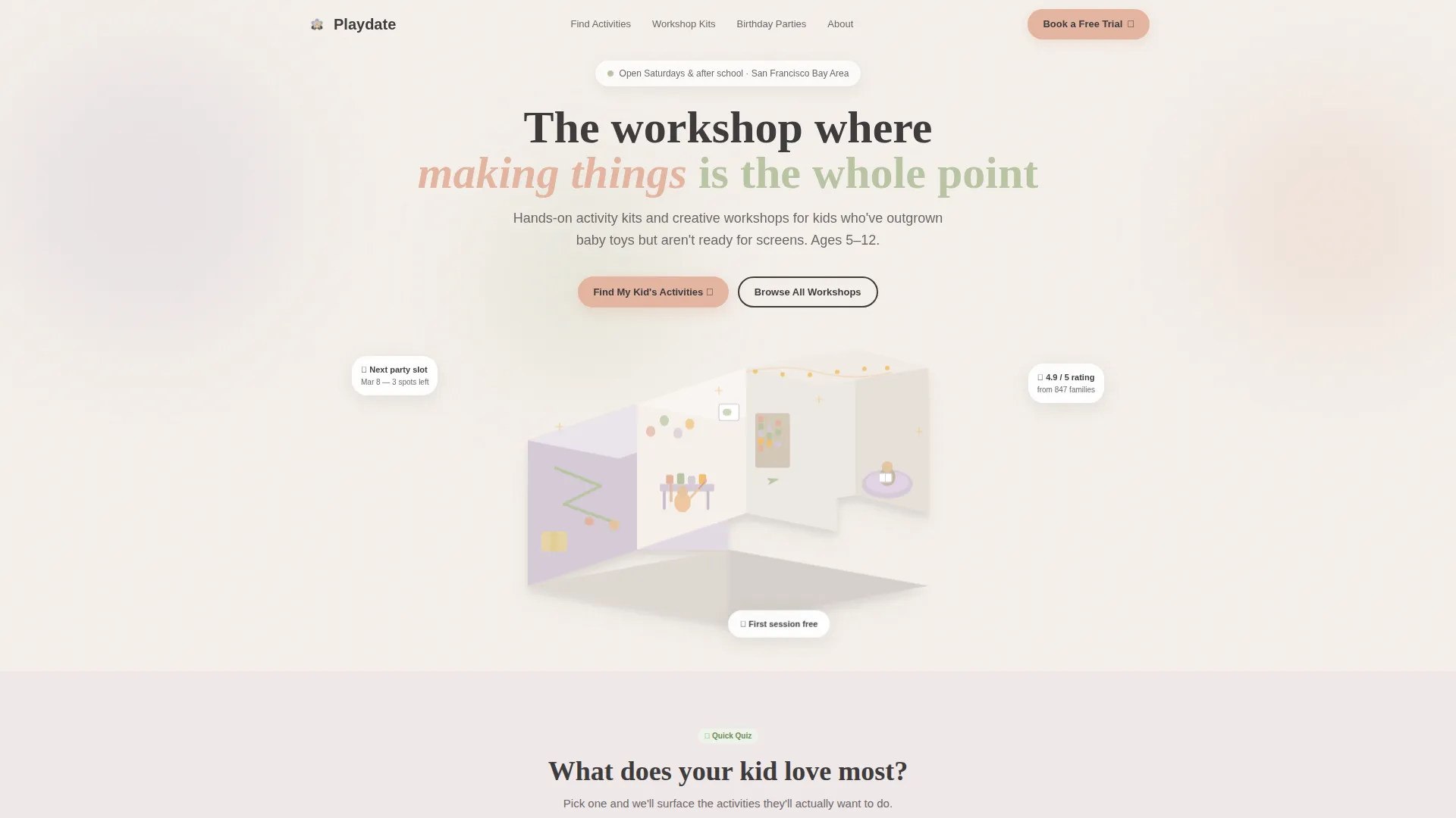 School Age (5-10) Products & Specialist Booking Website Template