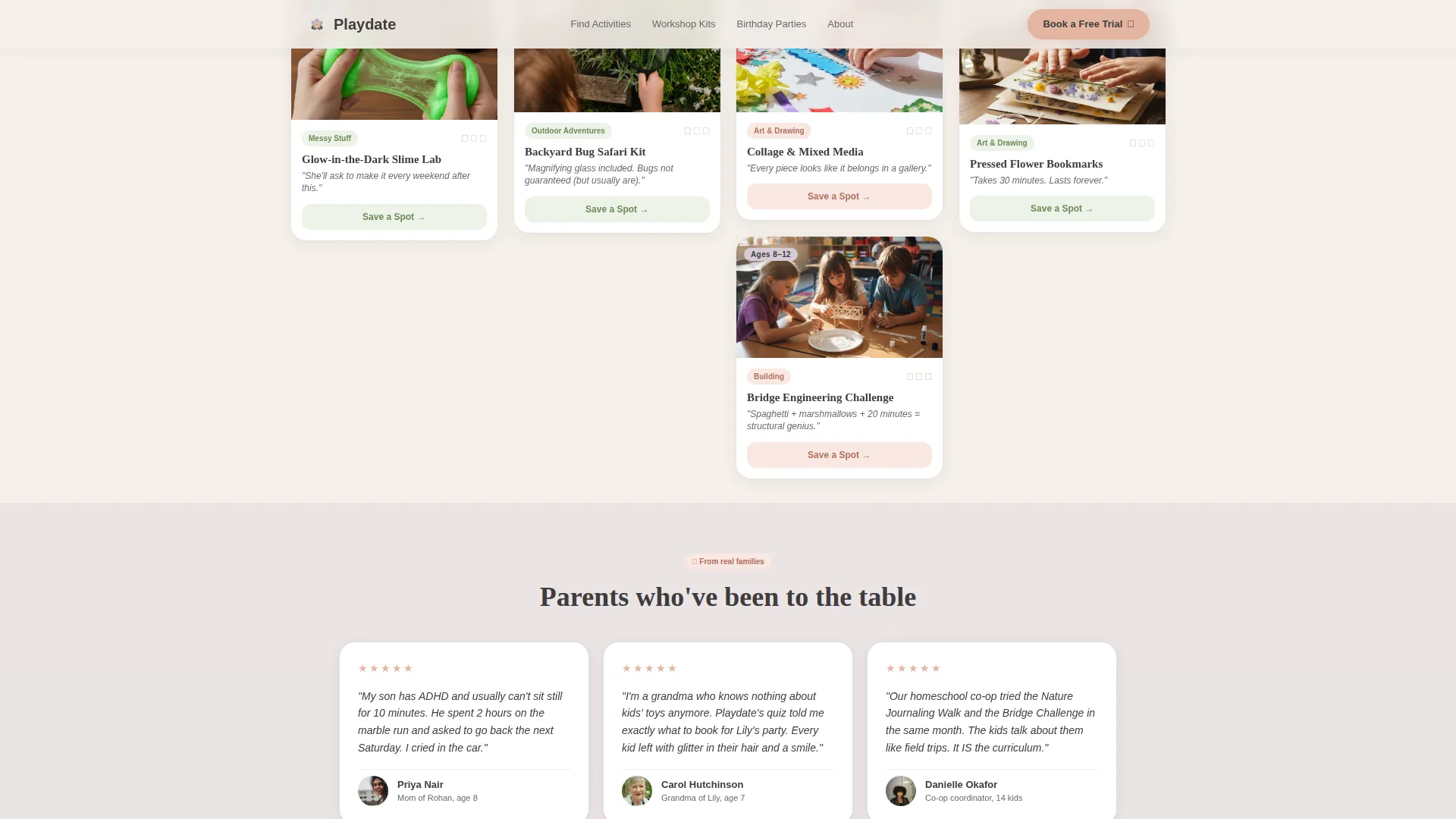 School Age (5-10) Products & Specialist Booking Website Template