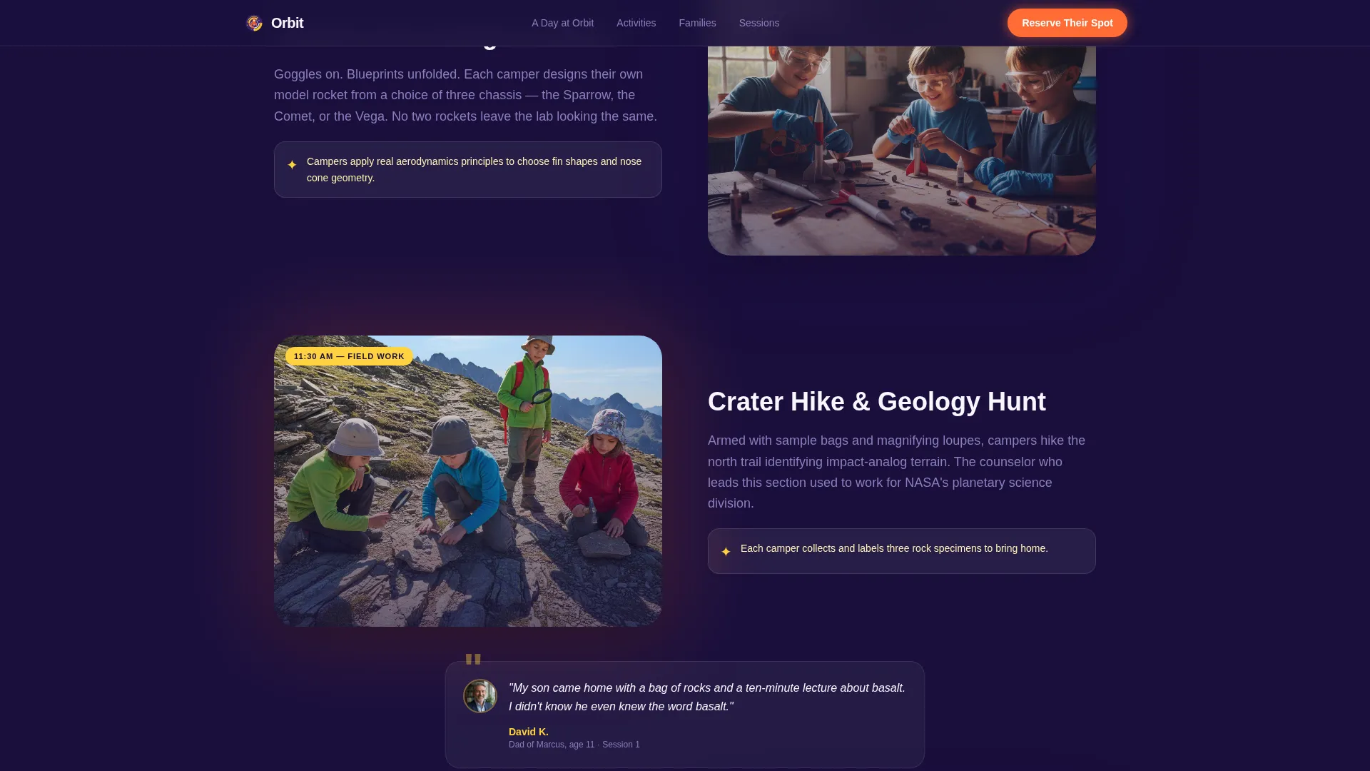 Summer Camp & Outdoor Program Booking Website Template