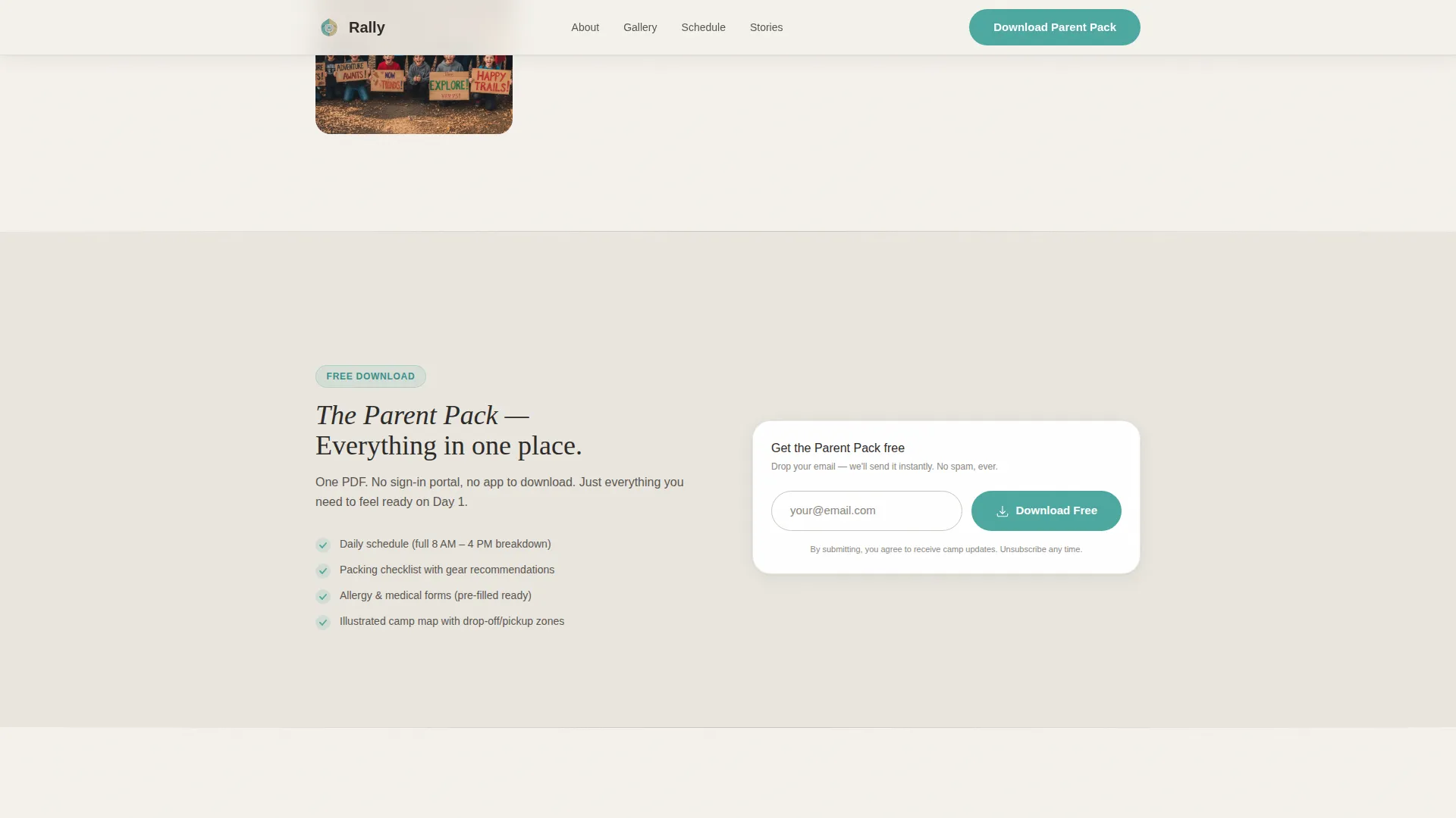 Summer Camp & Outdoor Program Specialist Booking Website Template