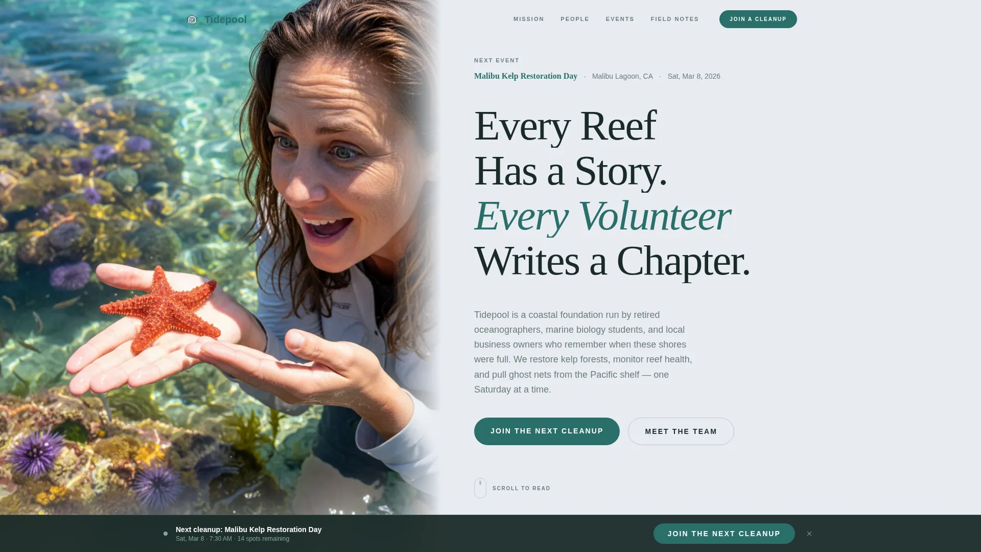 Ocean Conservation Nonprofit Landing Page Template