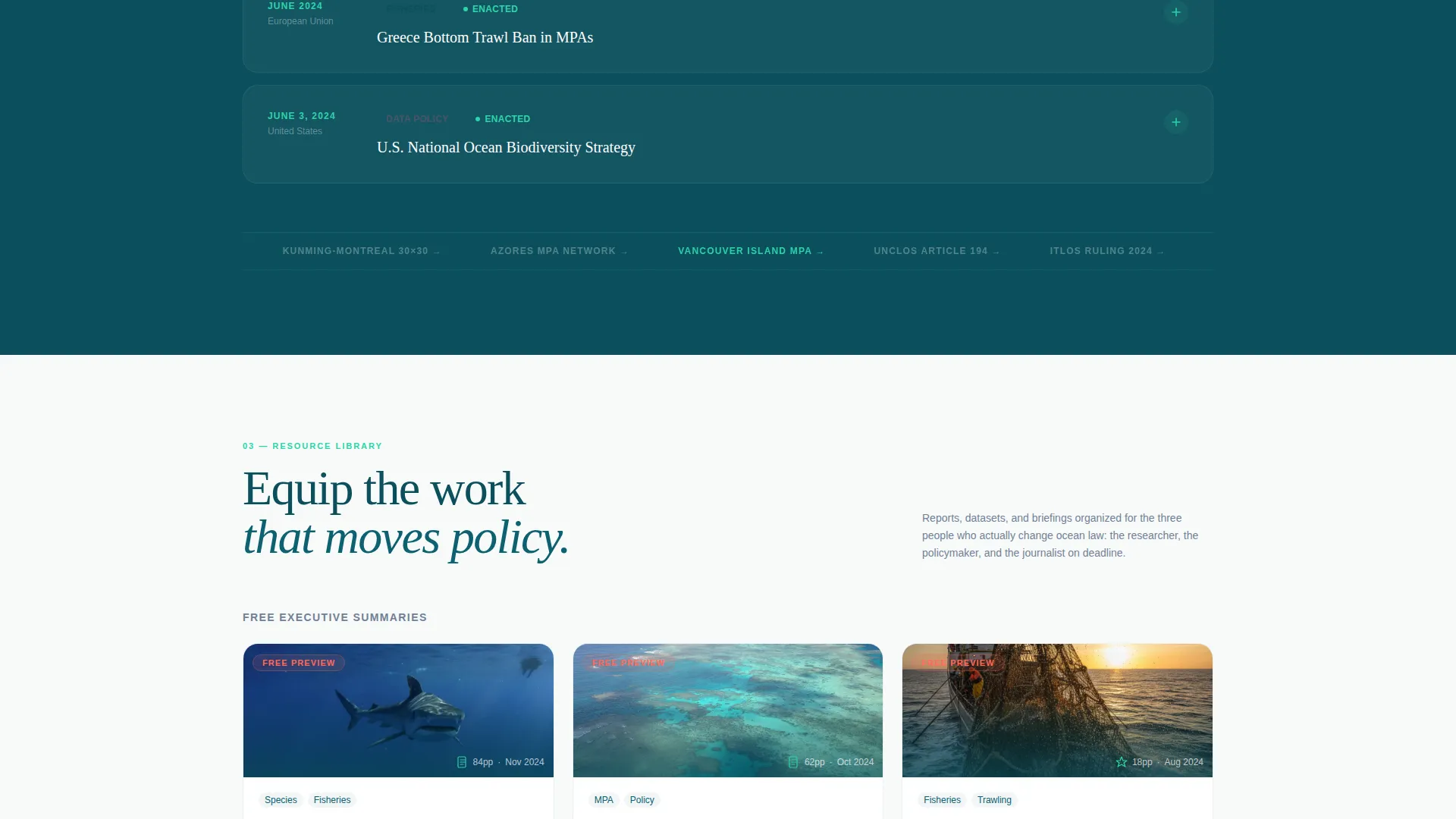 Ocean Conservation Research & Policy Landing Page