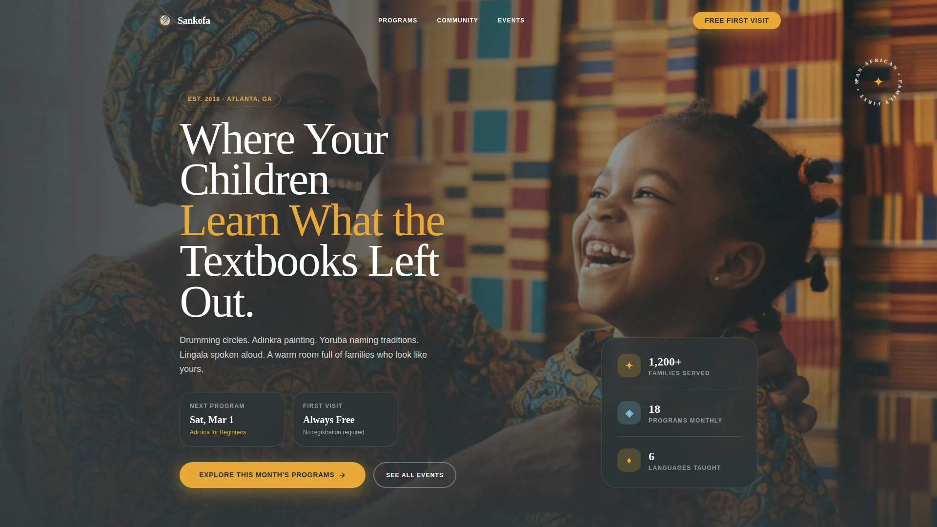 Pan-African Cultural Center Landing Page Template
