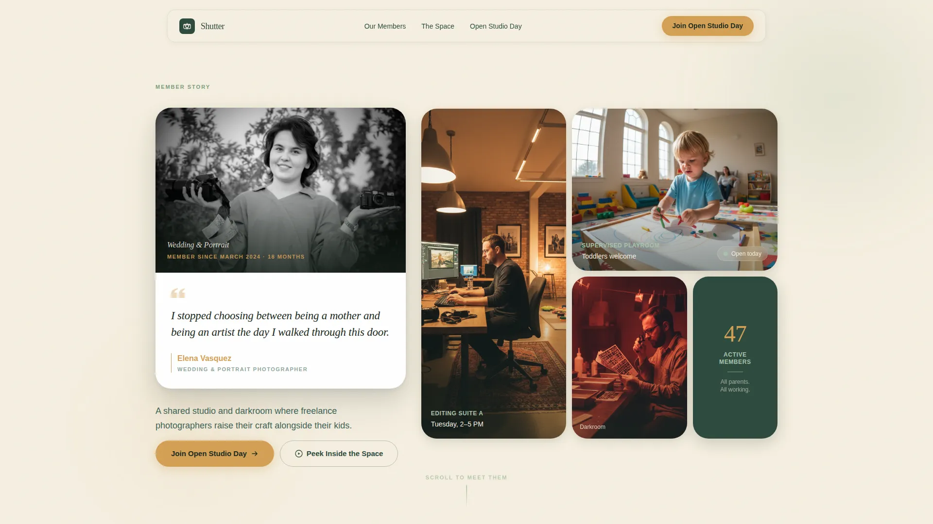 Photographers Co-Working Community Landing Page