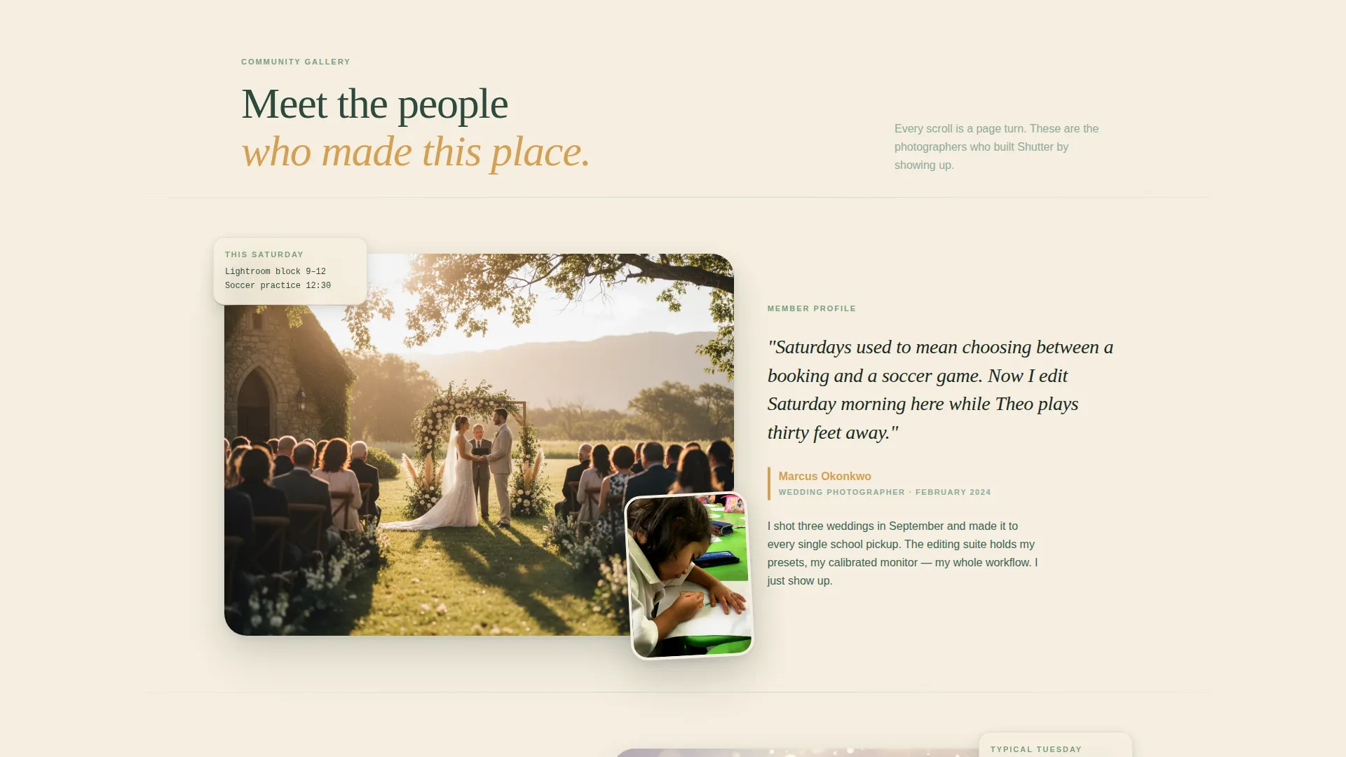 Photographers Co-Working Community Landing Page