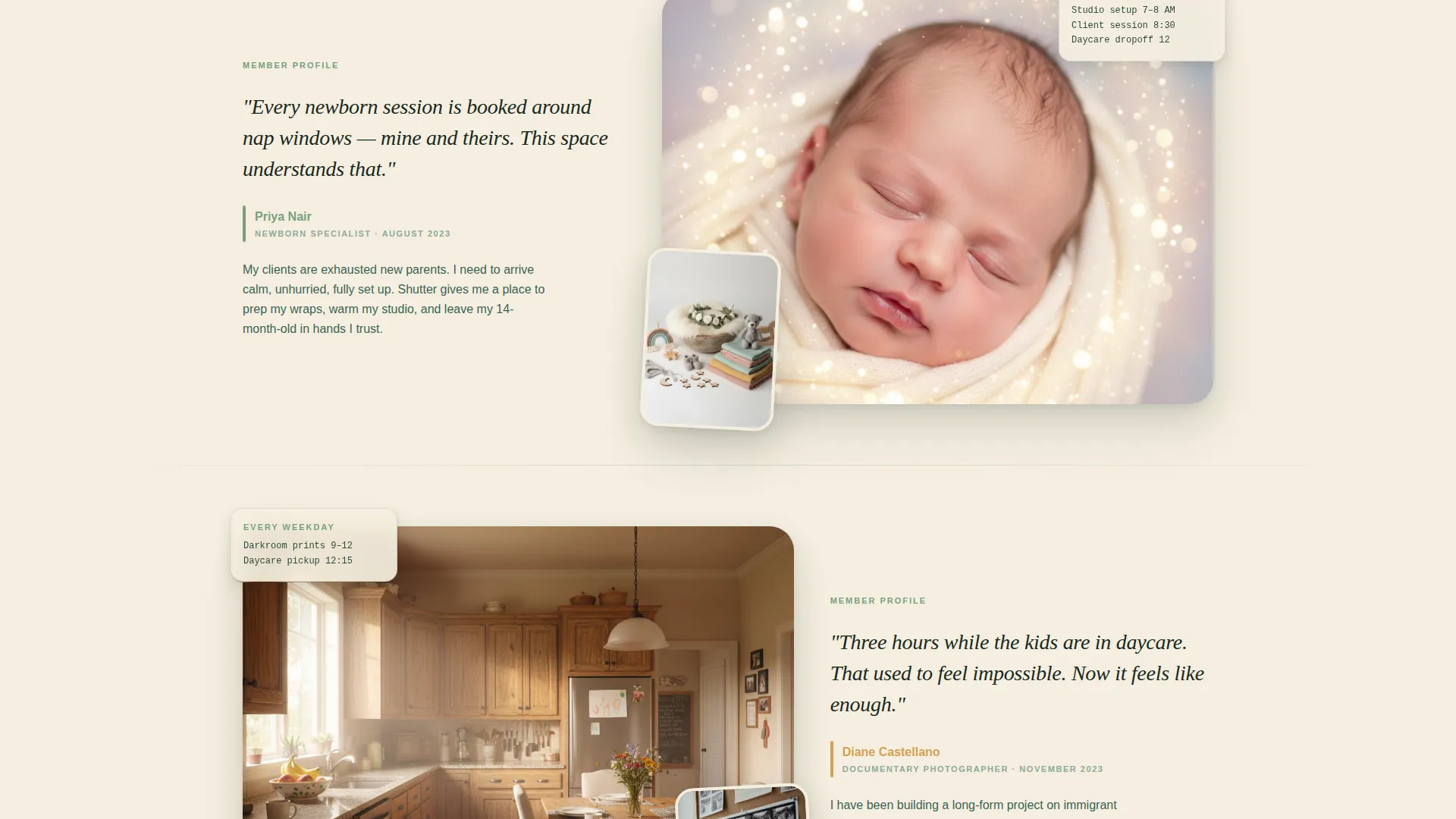 Photographers Co-Working Community Landing Page