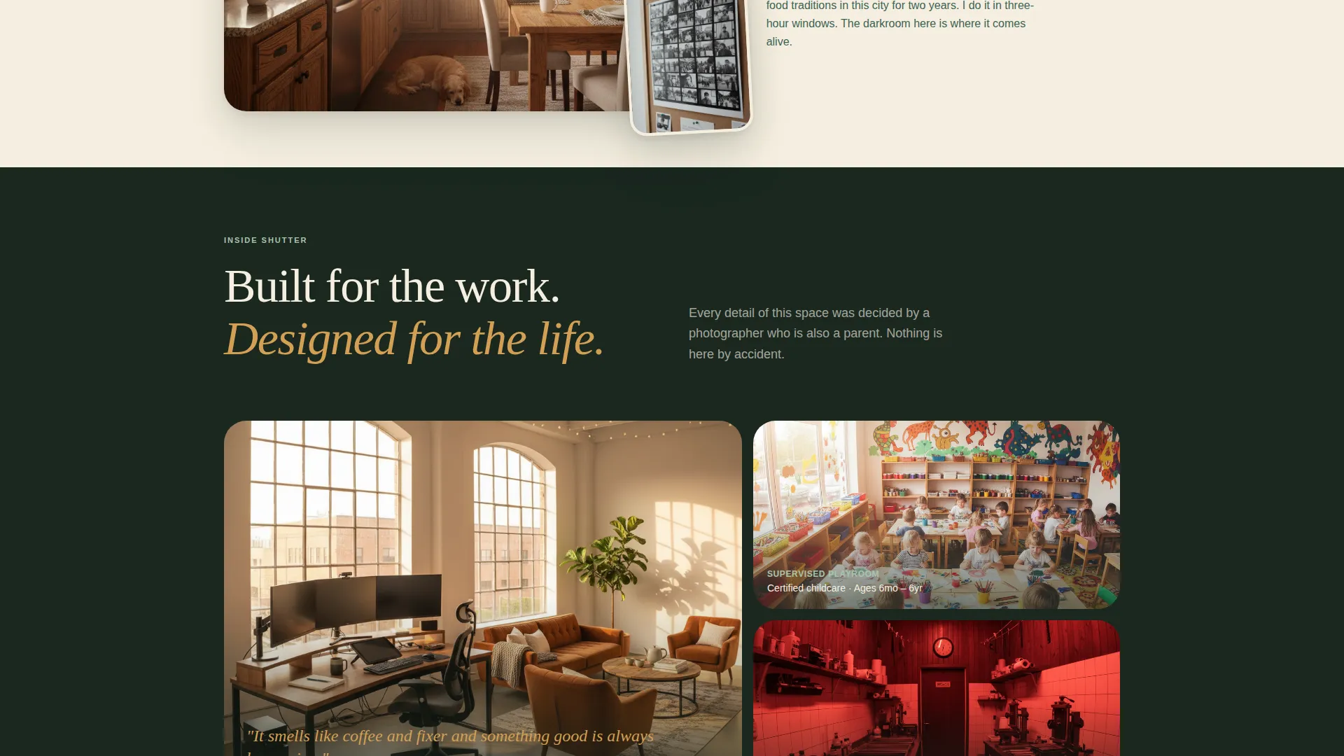 Photographers Co-Working Community Landing Page
