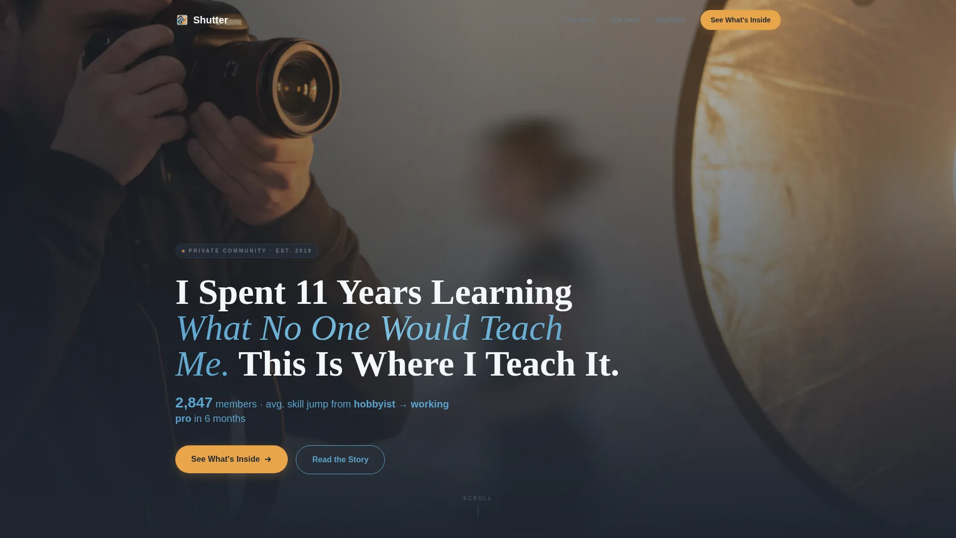 Photographers Paid Community Landing Page Template