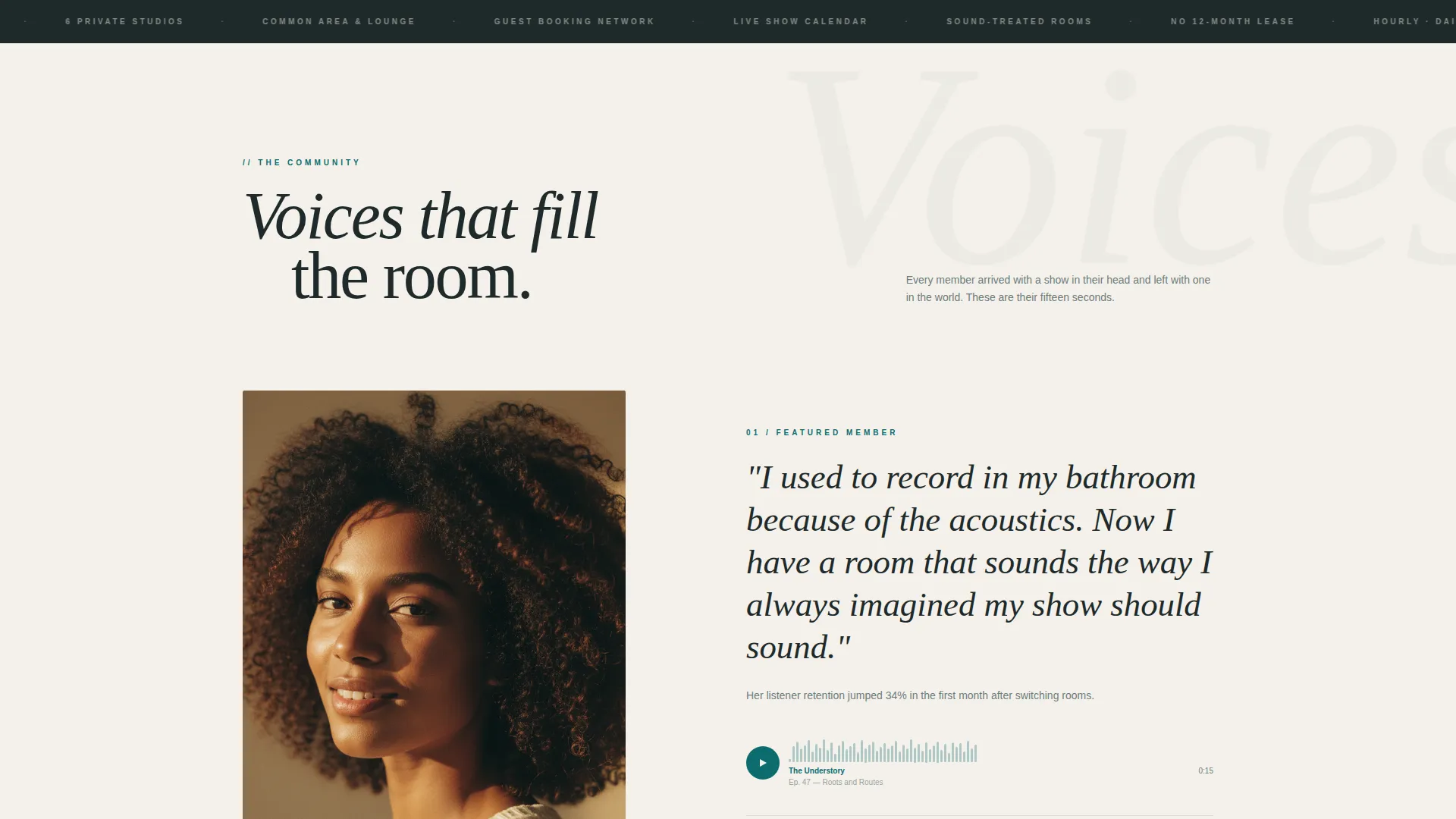Podcasters Co-Working Community Landing Page