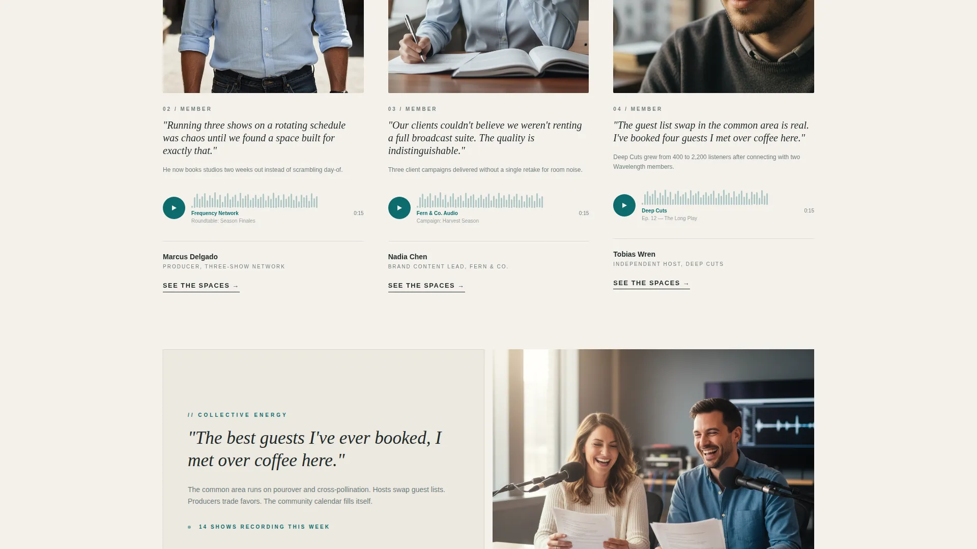 Podcasters Co-Working Community Landing Page