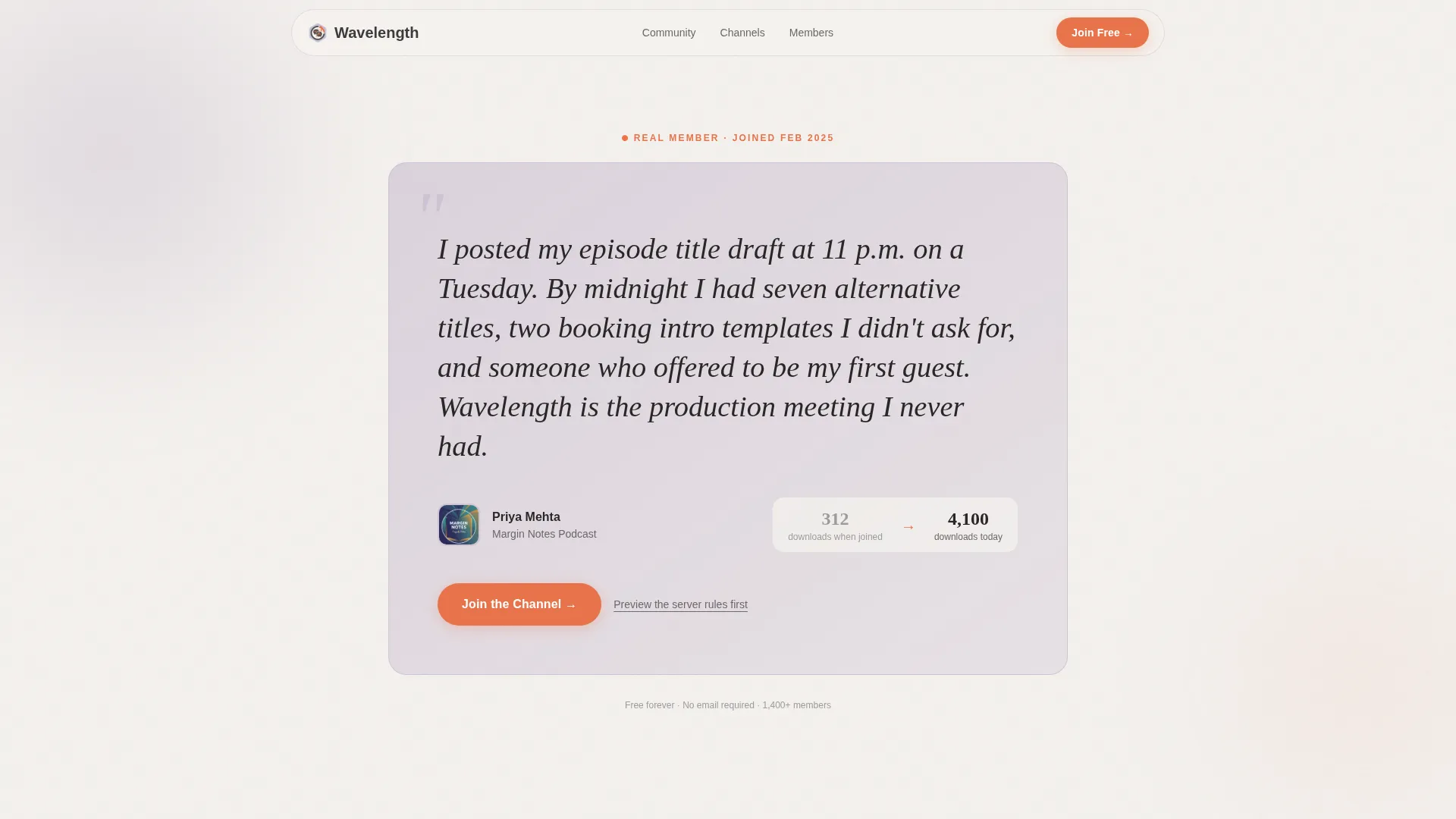 Podcasters Free Discord Community Landing Page