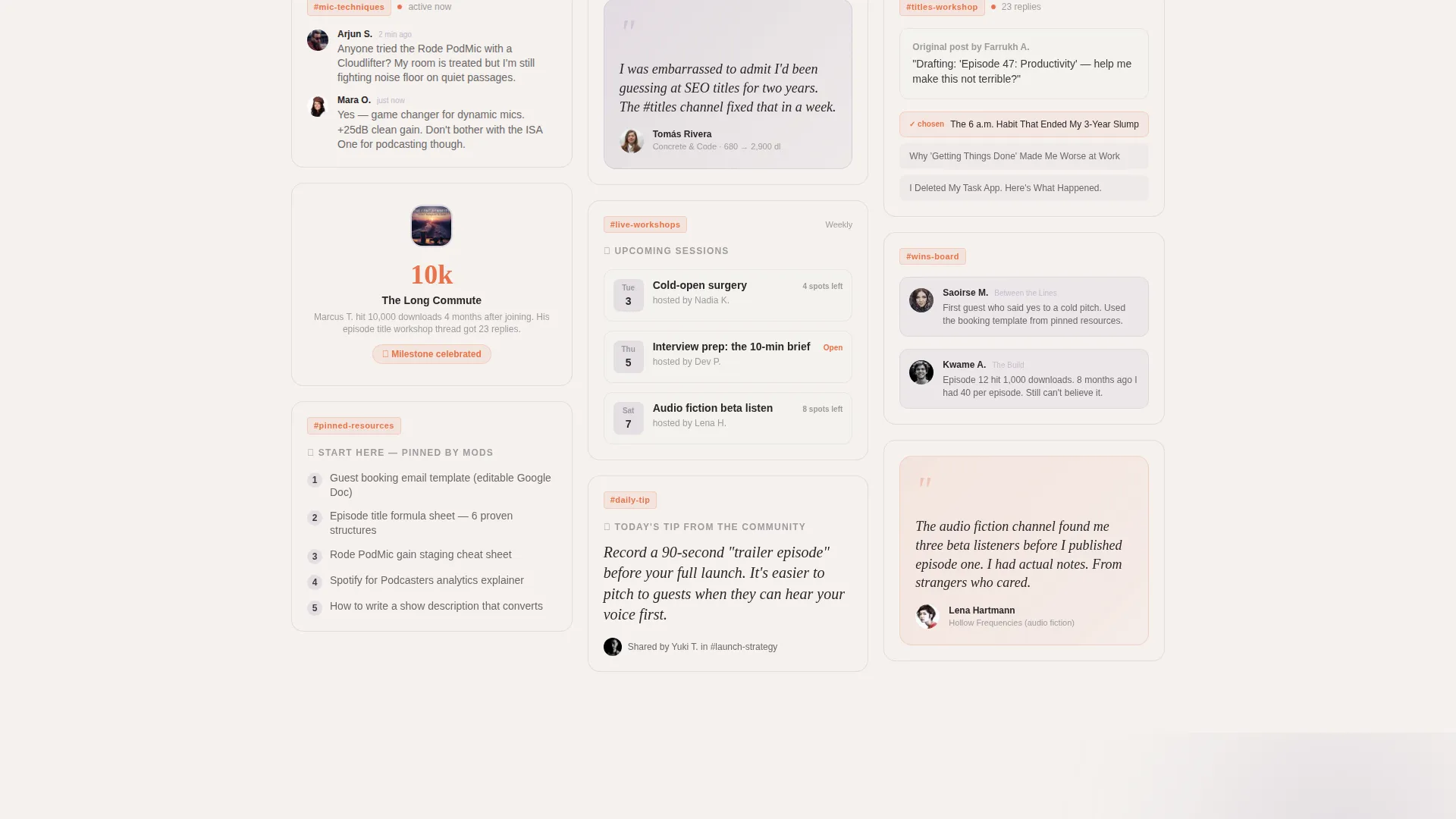 Podcasters Free Discord Community Landing Page