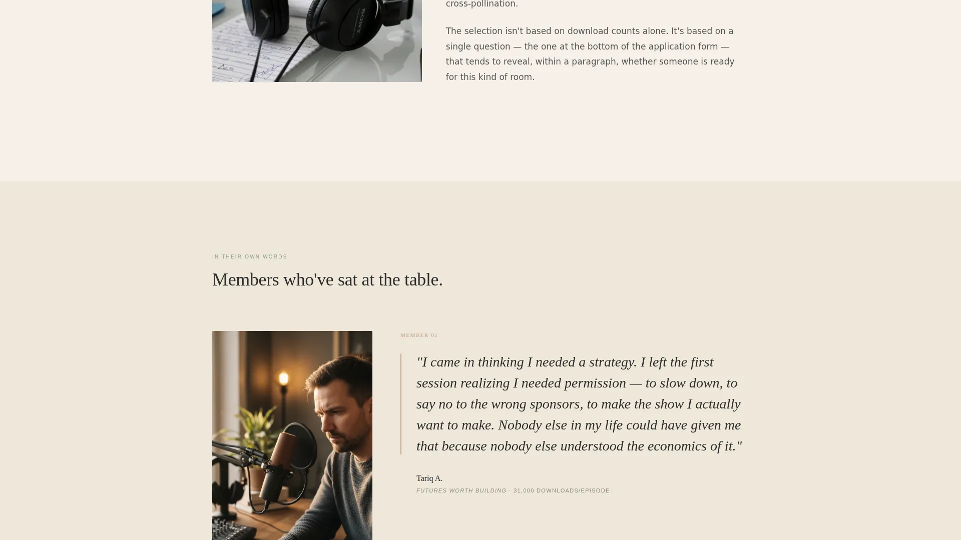 Podcasters Peer Advisory Board Landing Page Template