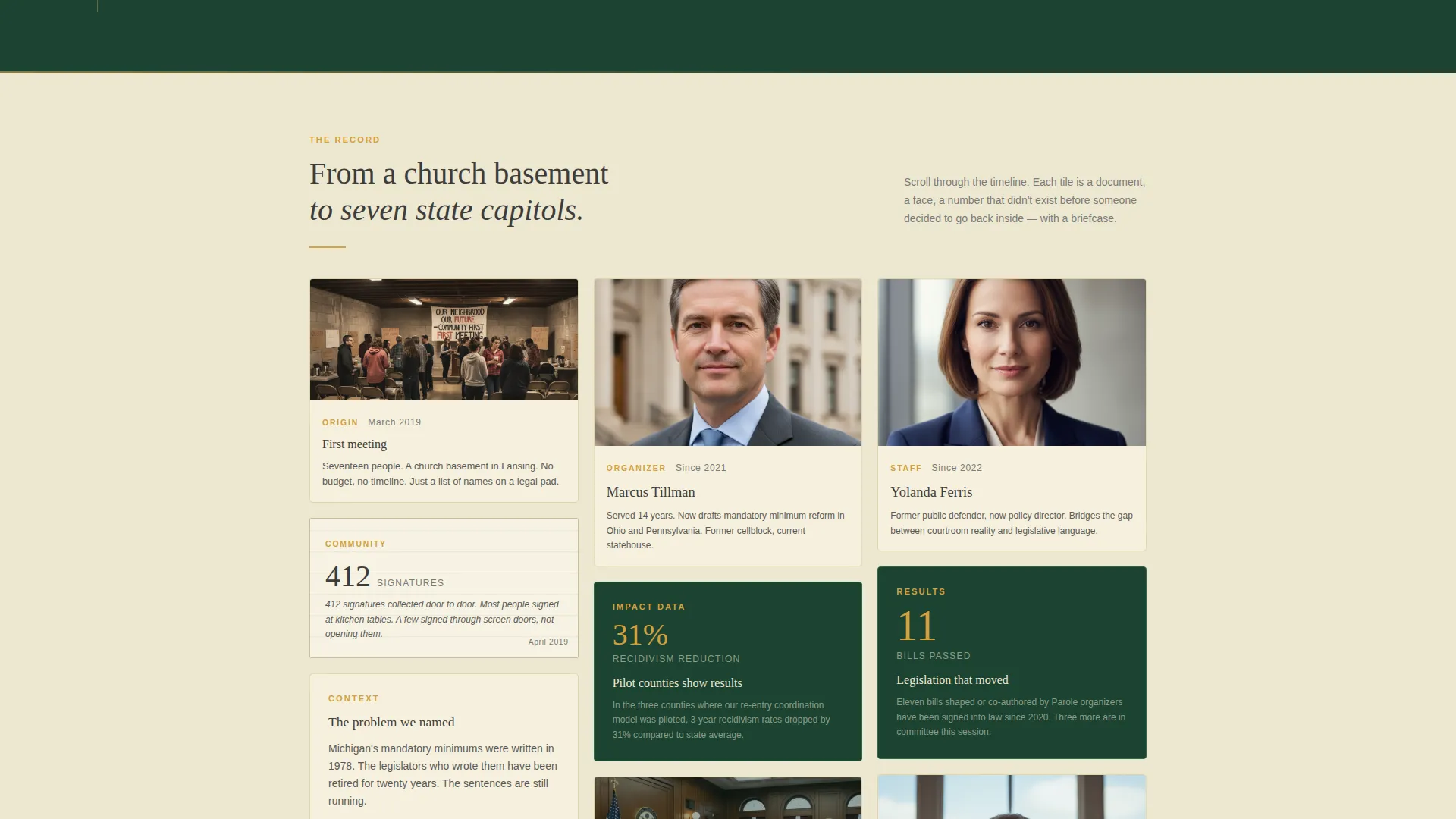 Prison Reform Grassroots Organization Landing Page