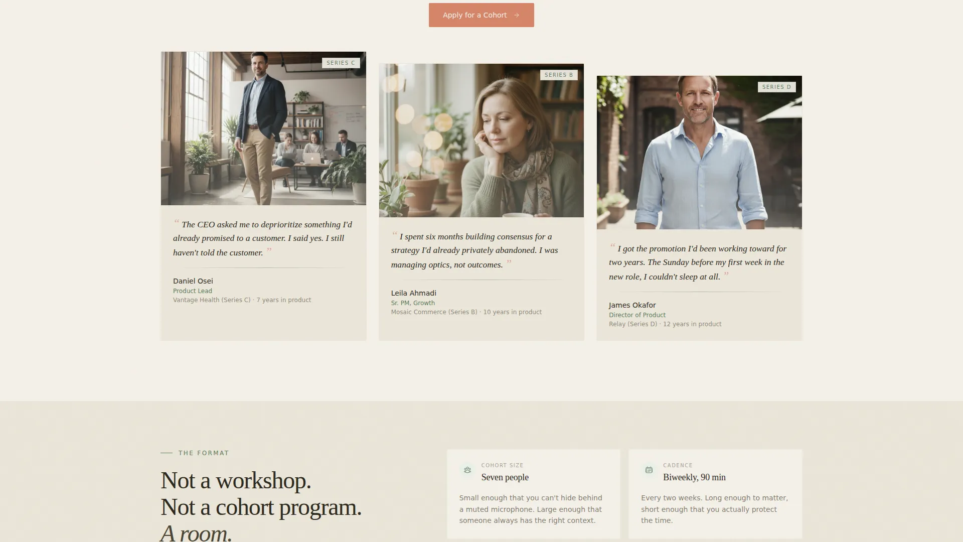 Product Managers Mastermind Group Landing Page
