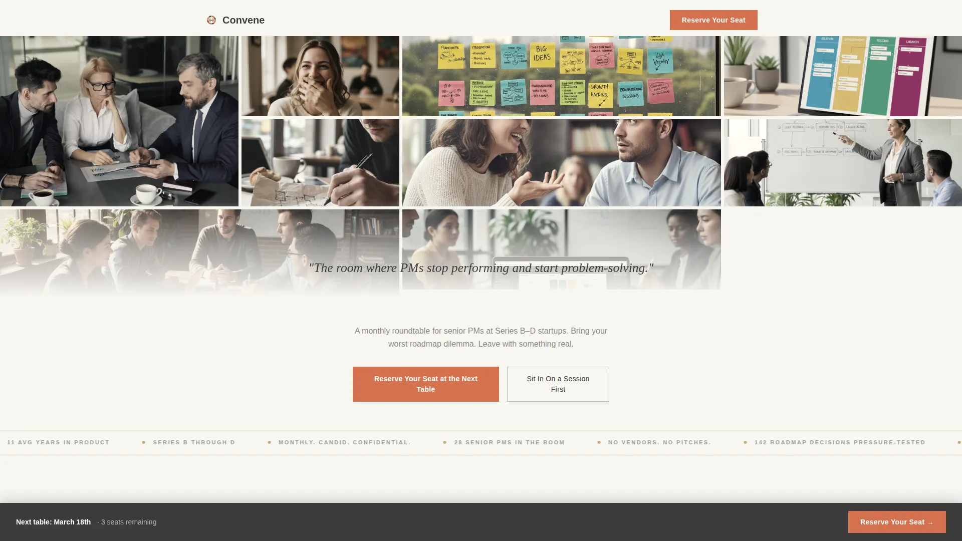 PM Peer Advisory Roundtable Landing Page Template